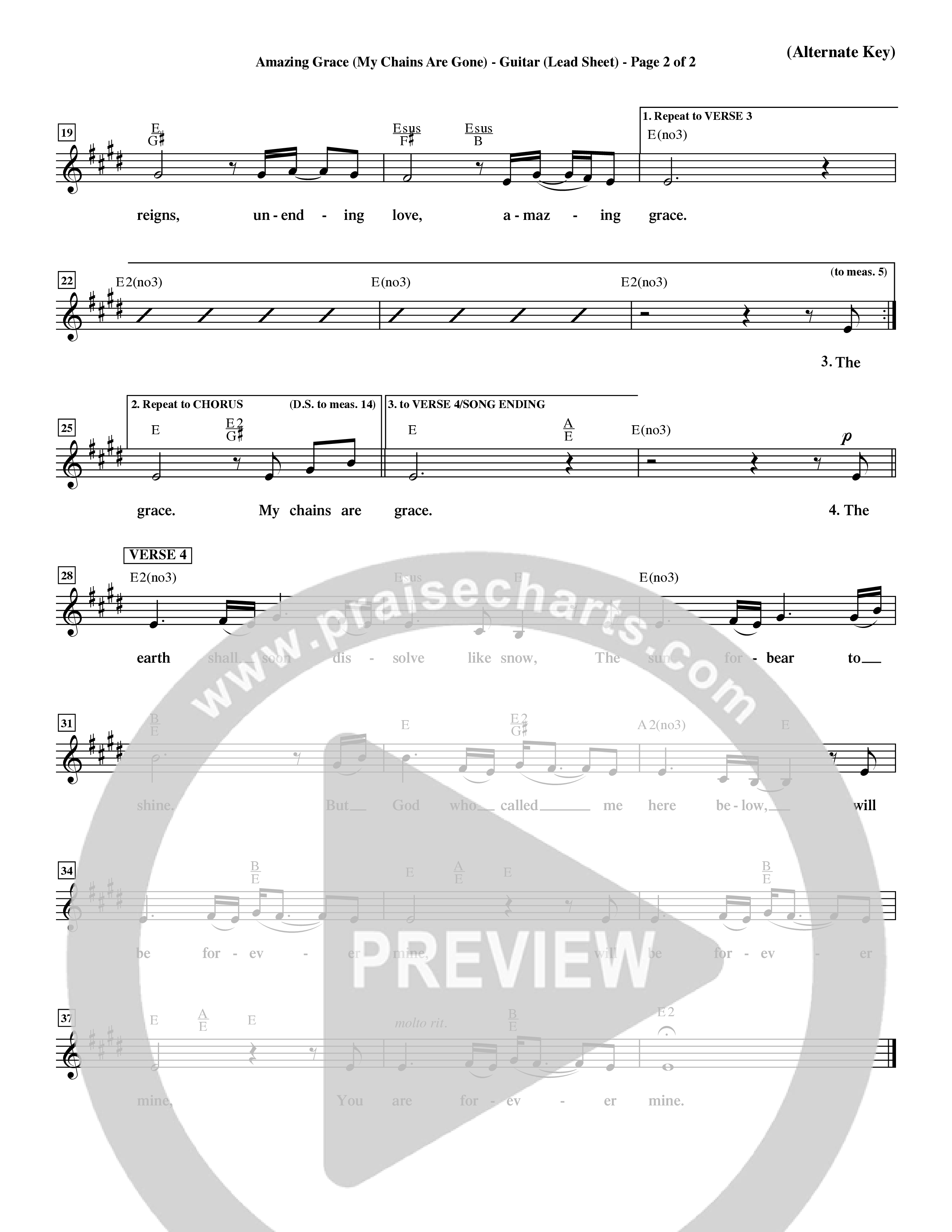 Amazing Grace (My Chains Are Gone) (Choral Anthem SATB) Lead Sheet (Mel) (Word Music Choral / Orch. David Winkler)