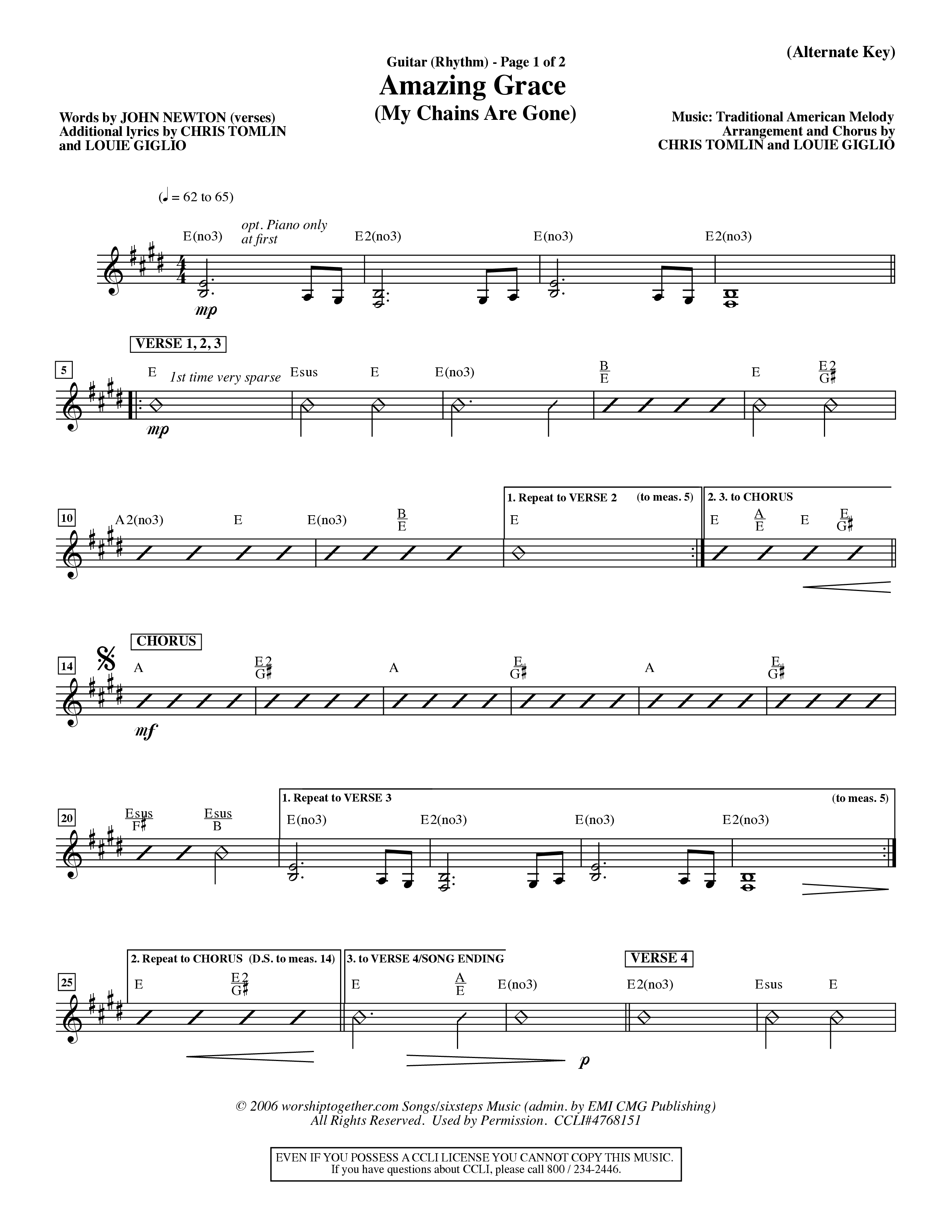 Amazing Grace (My Chains Are Gone) (Choral Anthem SATB) PraiseBand (incl. Brass) (Word Music Choral / Orch. David Winkler)