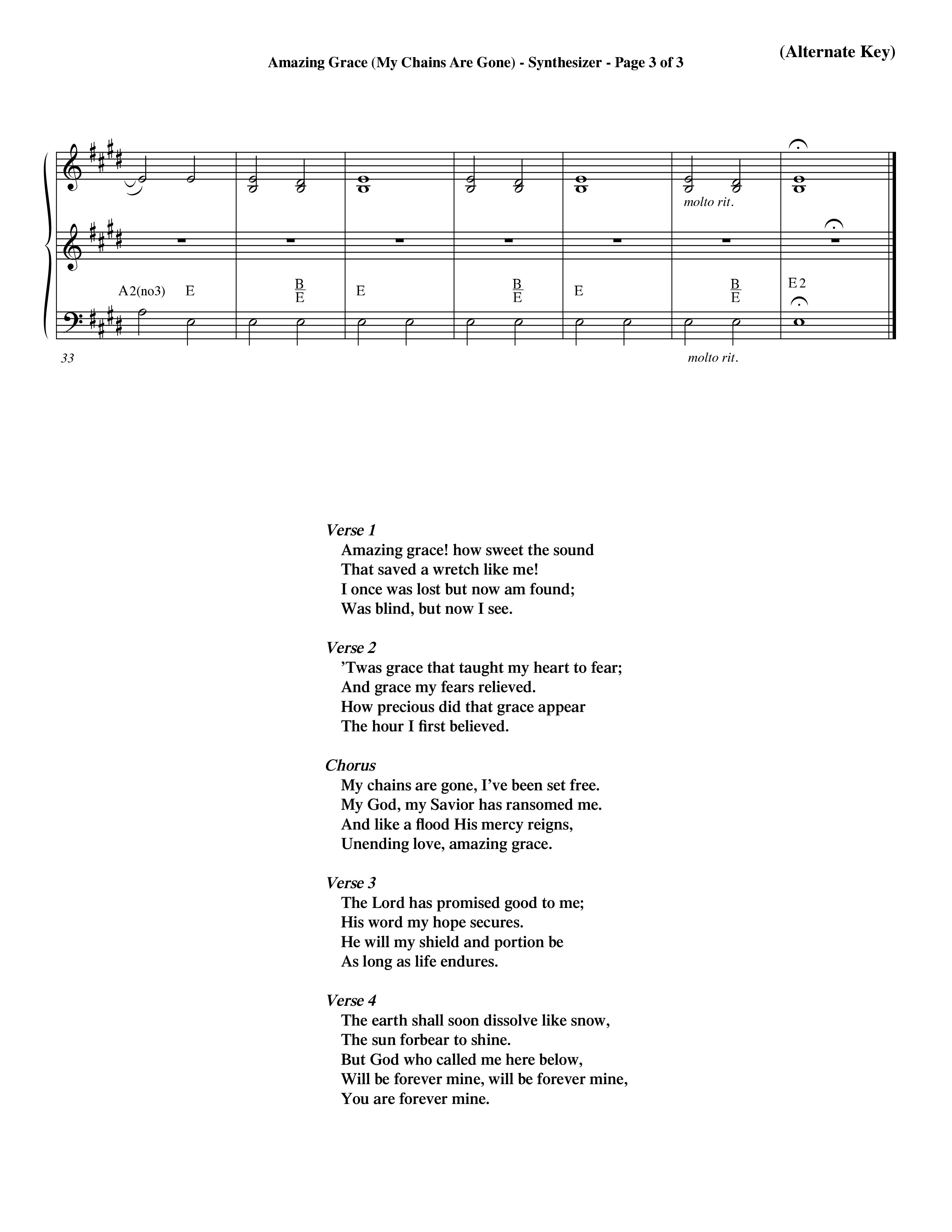 Amazing Grace (My Chains Are Gone) (Choral Anthem SATB) Synth (Word Music Choral / Orch. David Winkler)