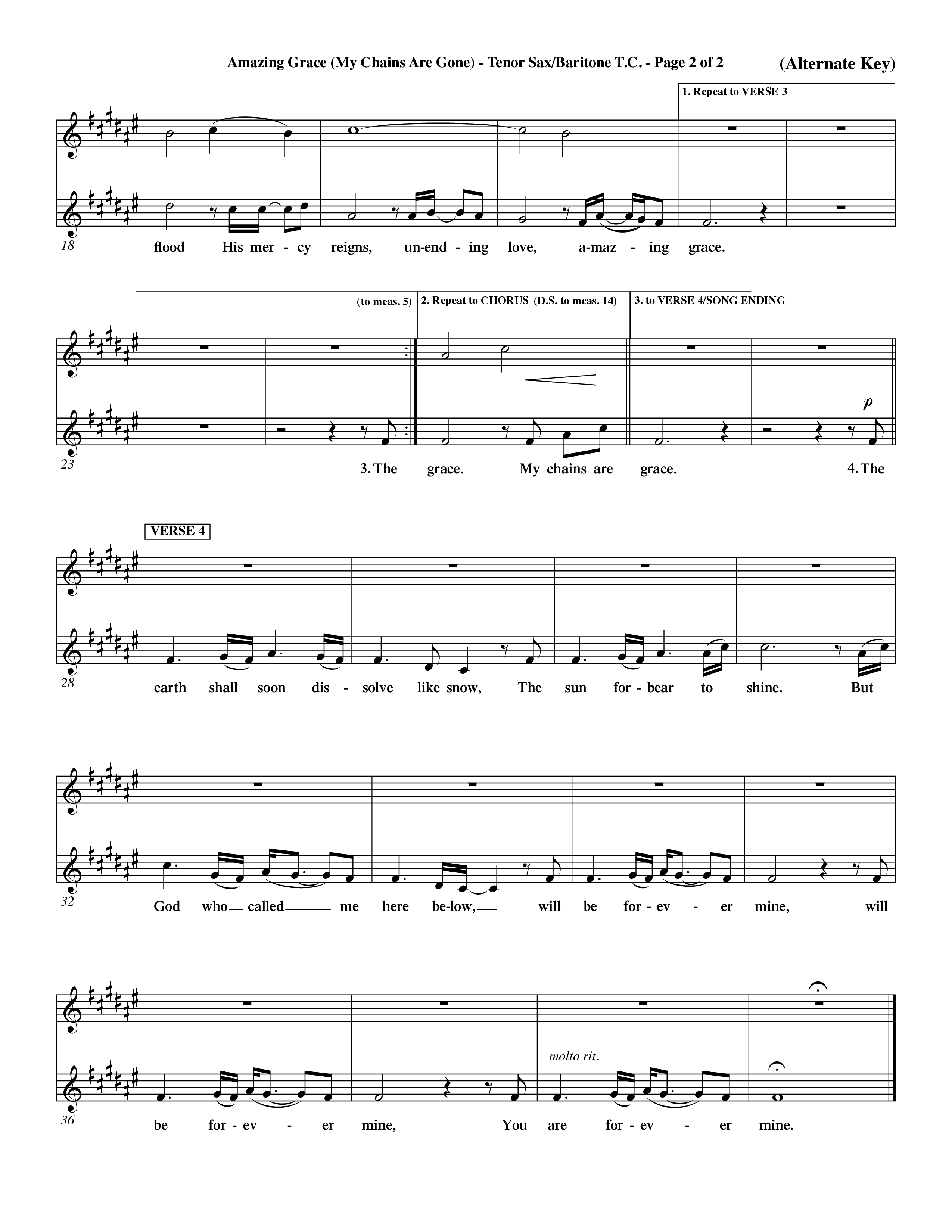 Amazing Grace (My Chains Are Gone) (Choral Anthem SATB) Tenor Sax/Baritone T.C. (Word Music Choral / Orch. David Winkler)