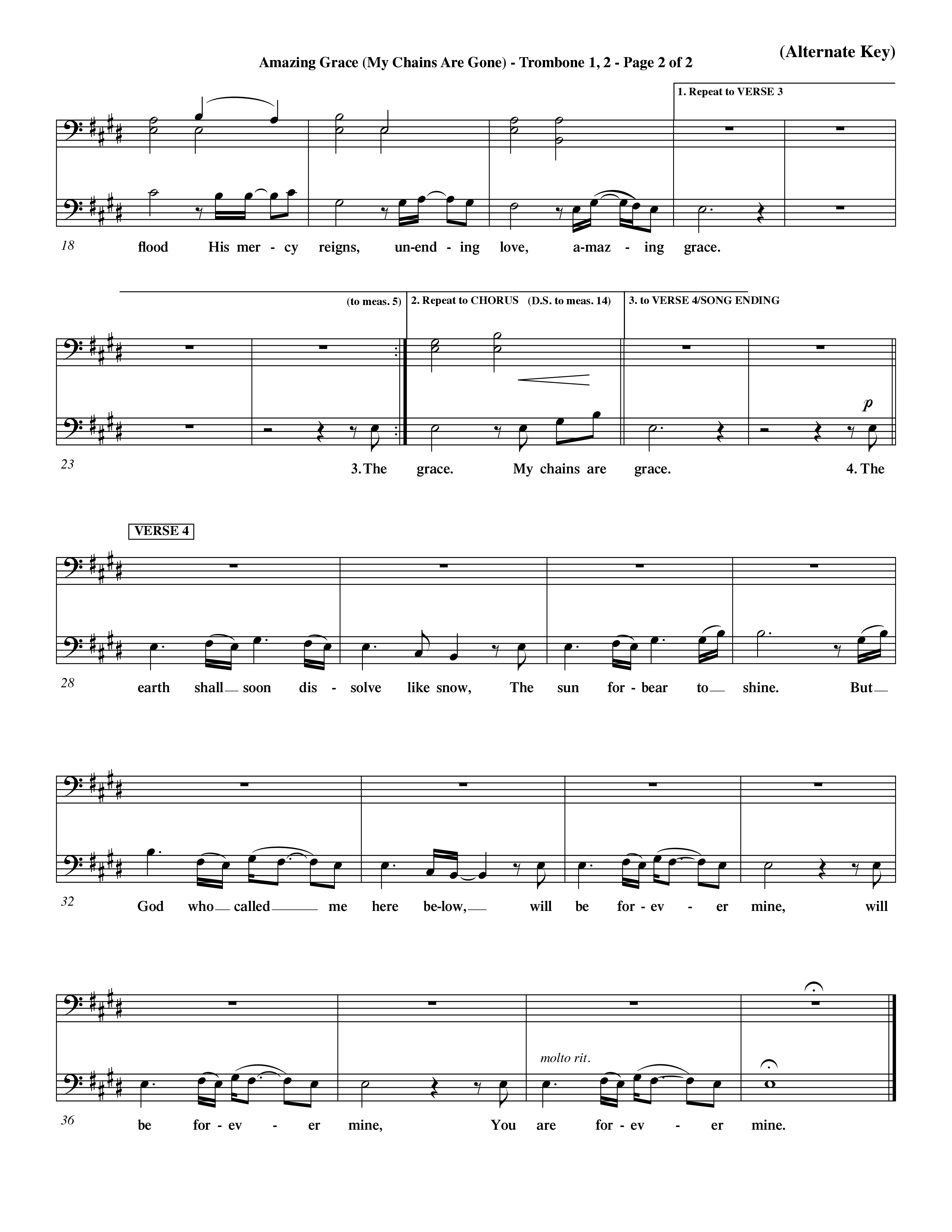 Amazing Grace (My Chains Are Gone) (Choral Anthem SATB) Trombone 1/2 (Word Music Choral / Orch. David Winkler)