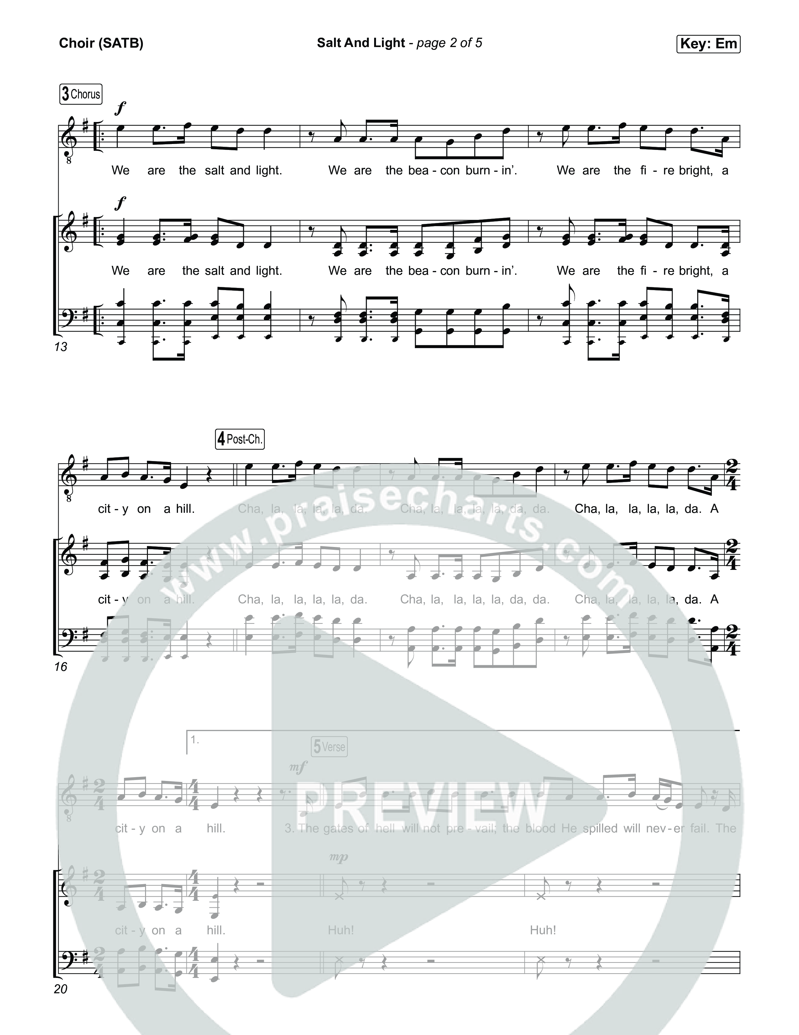 Salt And Light Choir Sheet (SATB) (Rend Collective)