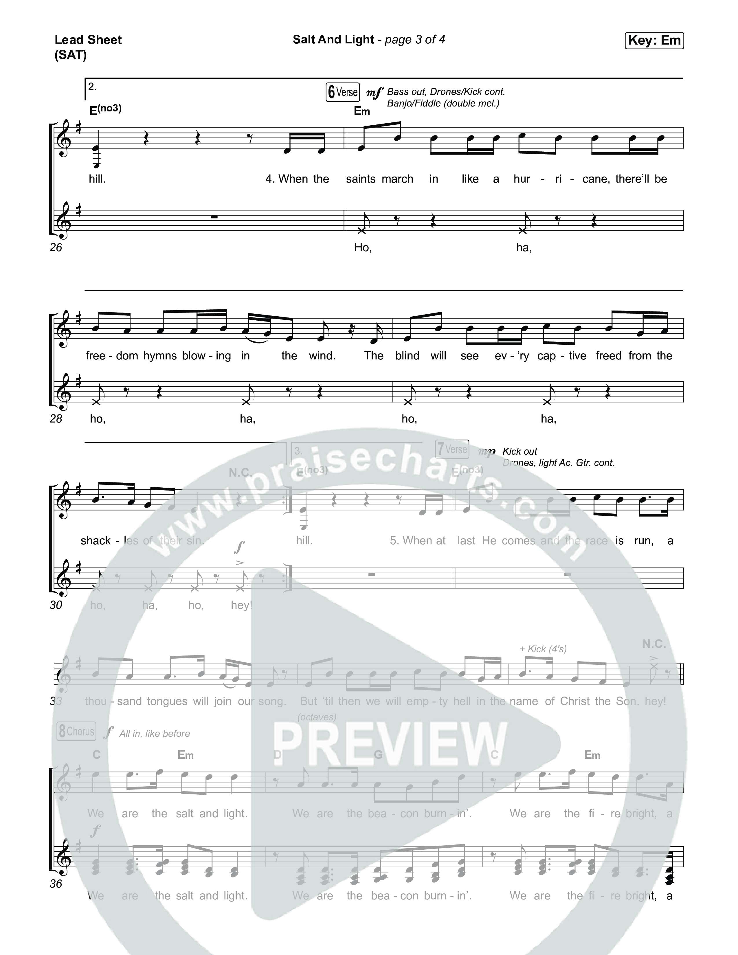 Salt And Light Lead Sheet (SAT) (Rend Collective)