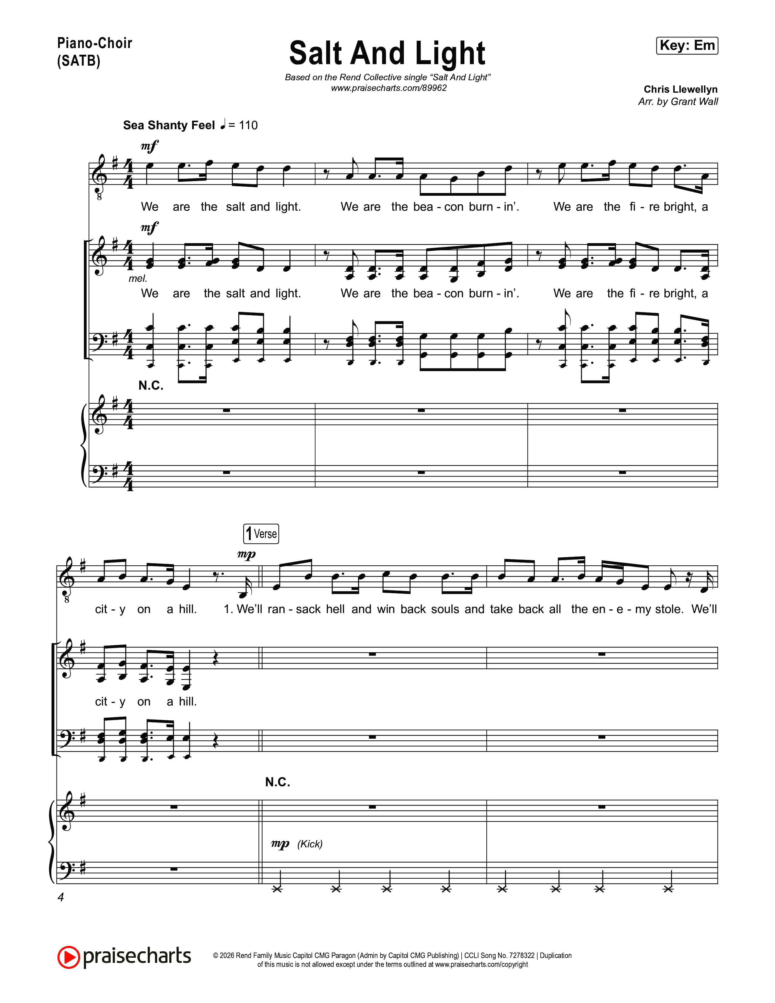 Salt And Light Piano/Vocal Pack (Rend Collective)