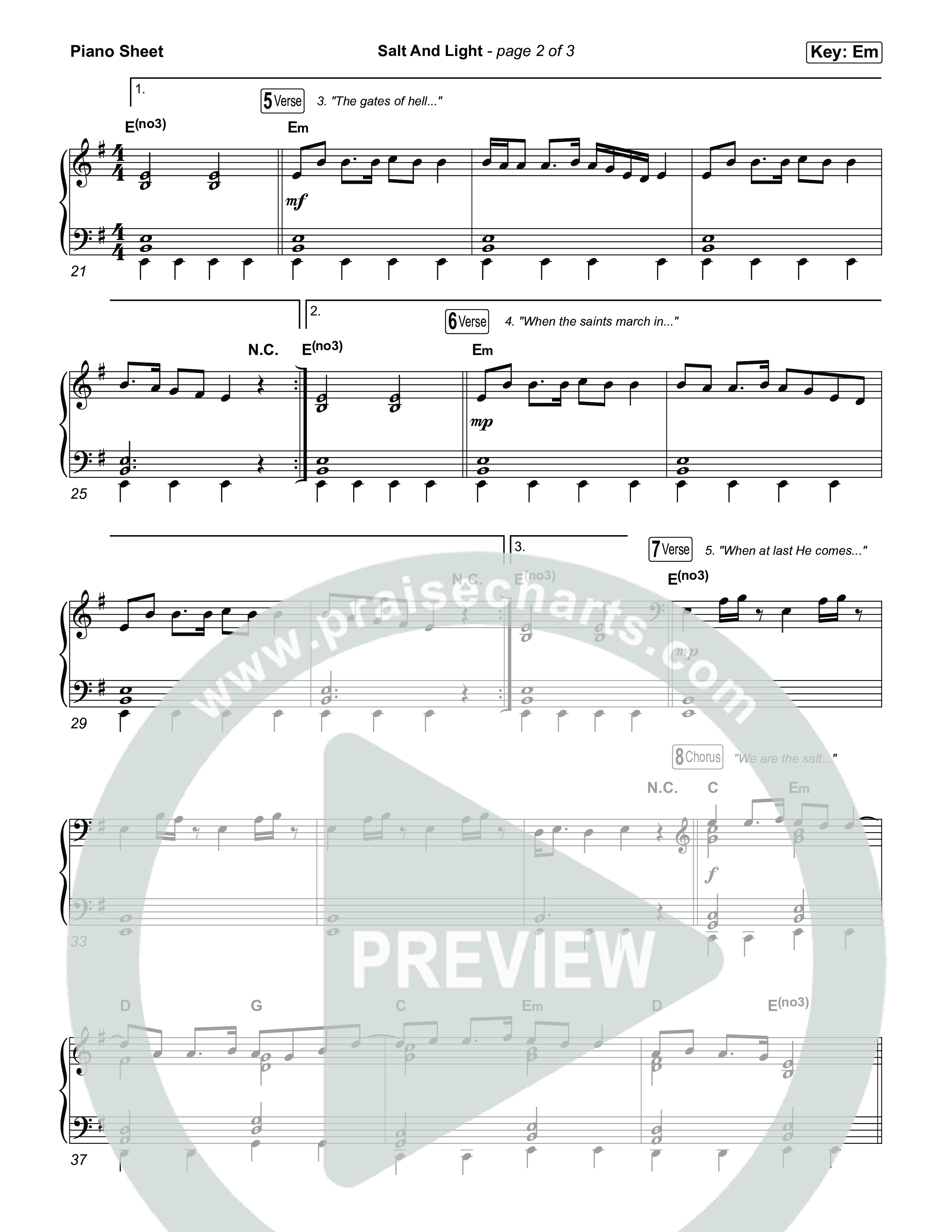 Salt And Light Piano Sheet (Rend Collective)