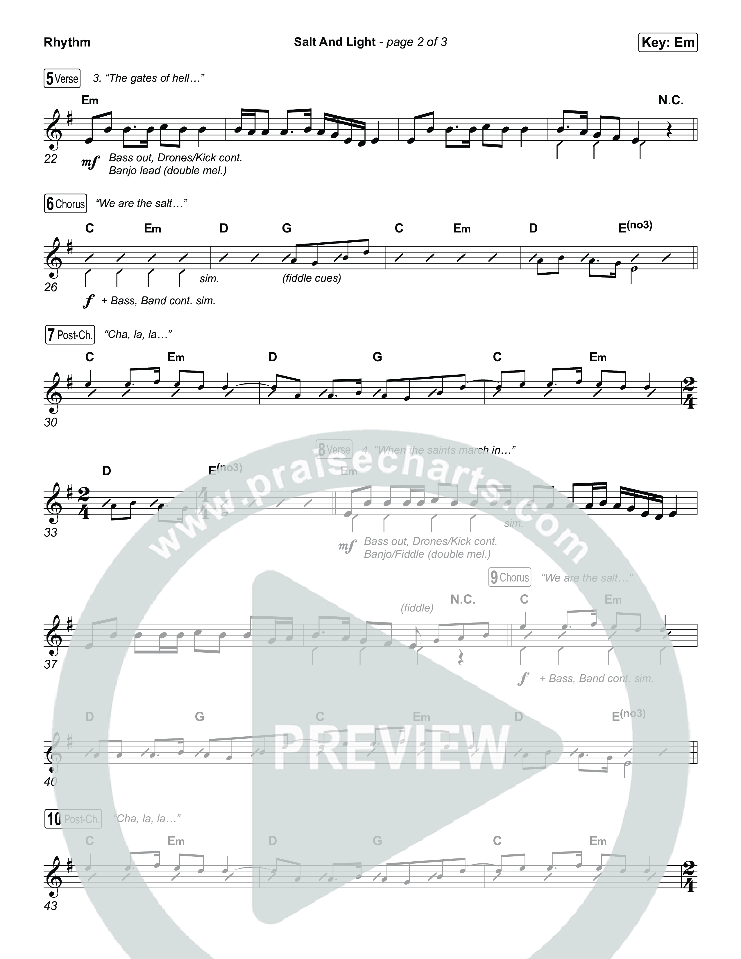 Salt And Light Rhythm Chart (Rend Collective)