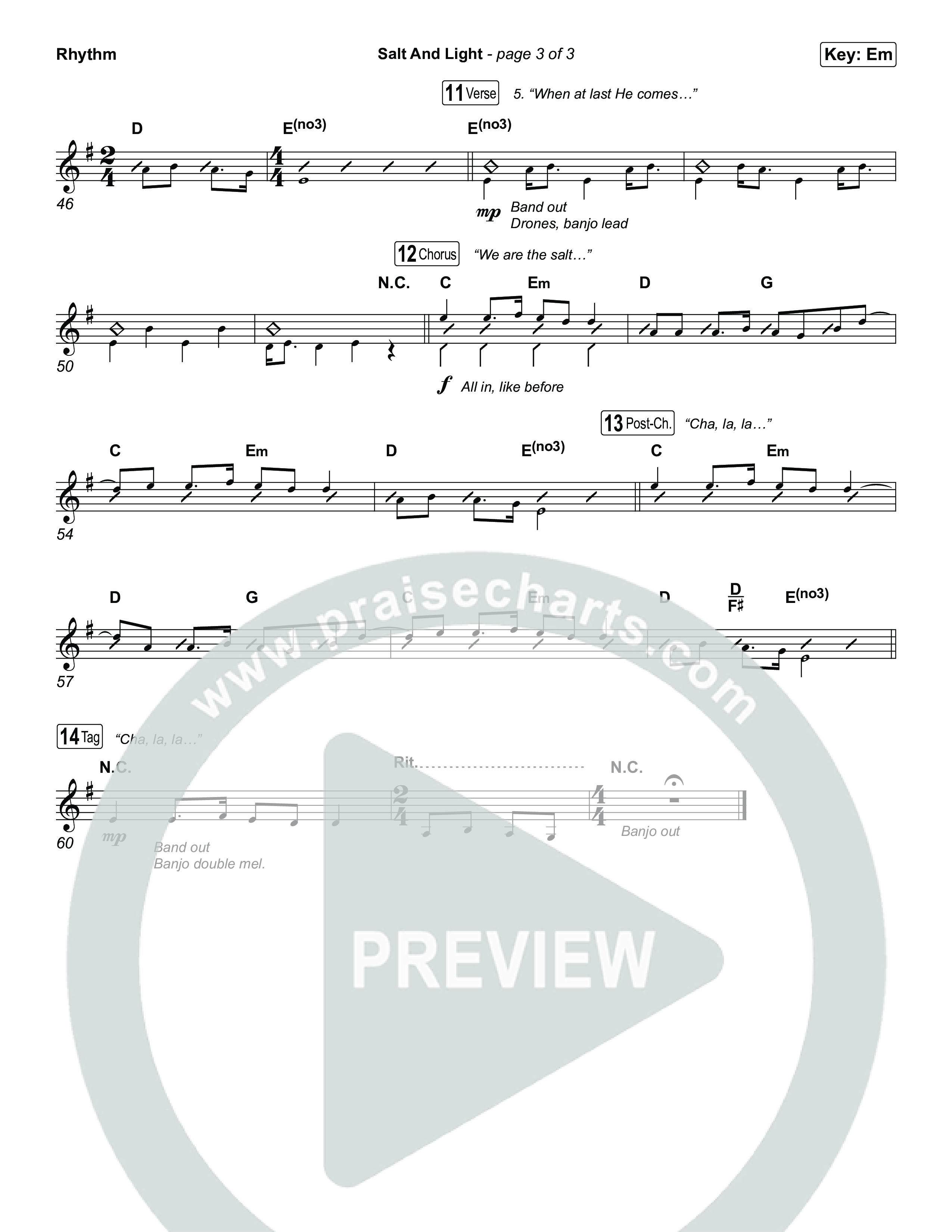Salt And Light Rhythm Chart (Rend Collective)