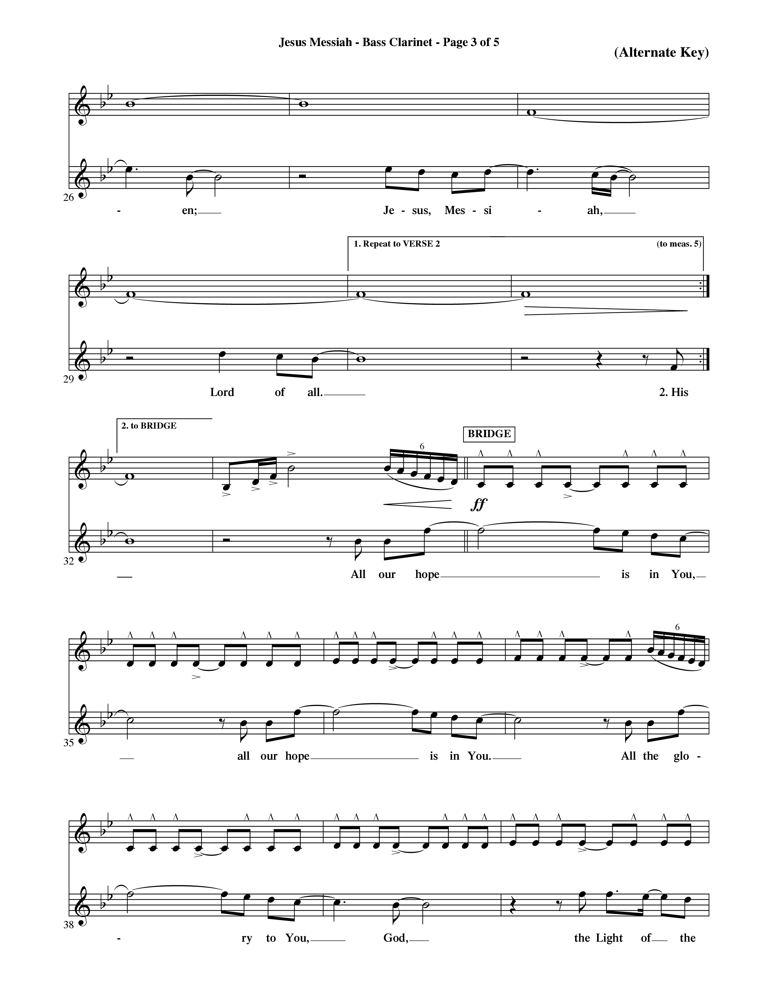 Jesus Messiah (Choral Anthem SATB) Bass Clarinet (Word Music Choral / Orch. Ric Domenico)