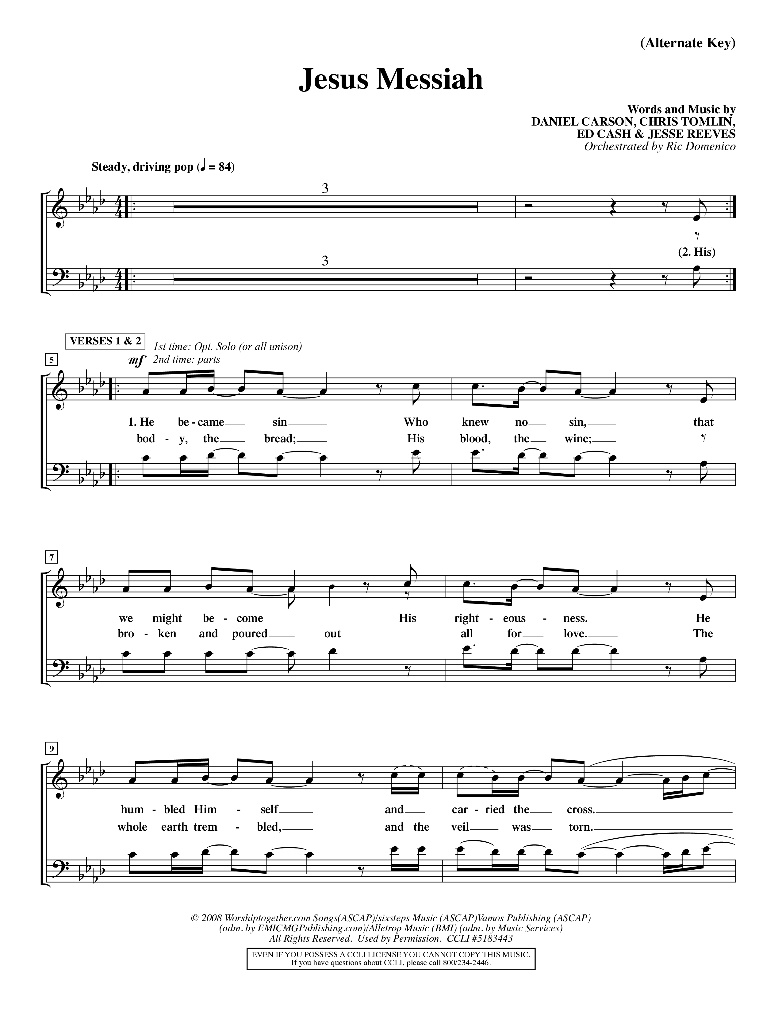 Jesus Messiah (Choral Anthem SATB) Choir Sheet (SATB) (Word Music Choral / Orch. Ric Domenico)