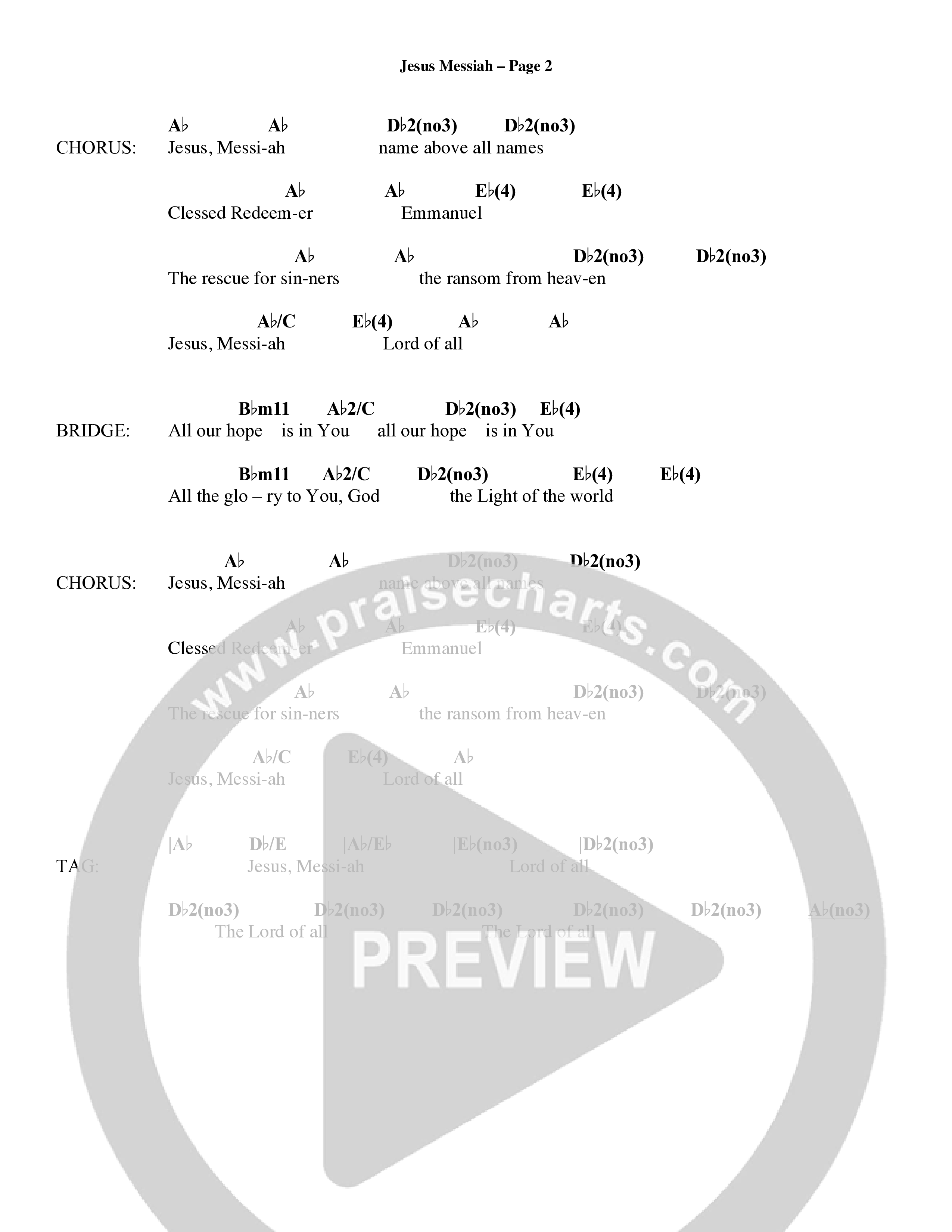 Jesus Messiah (Choral Anthem SATB) Chords & Lyrics (Word Music Choral / Orch. Ric Domenico)