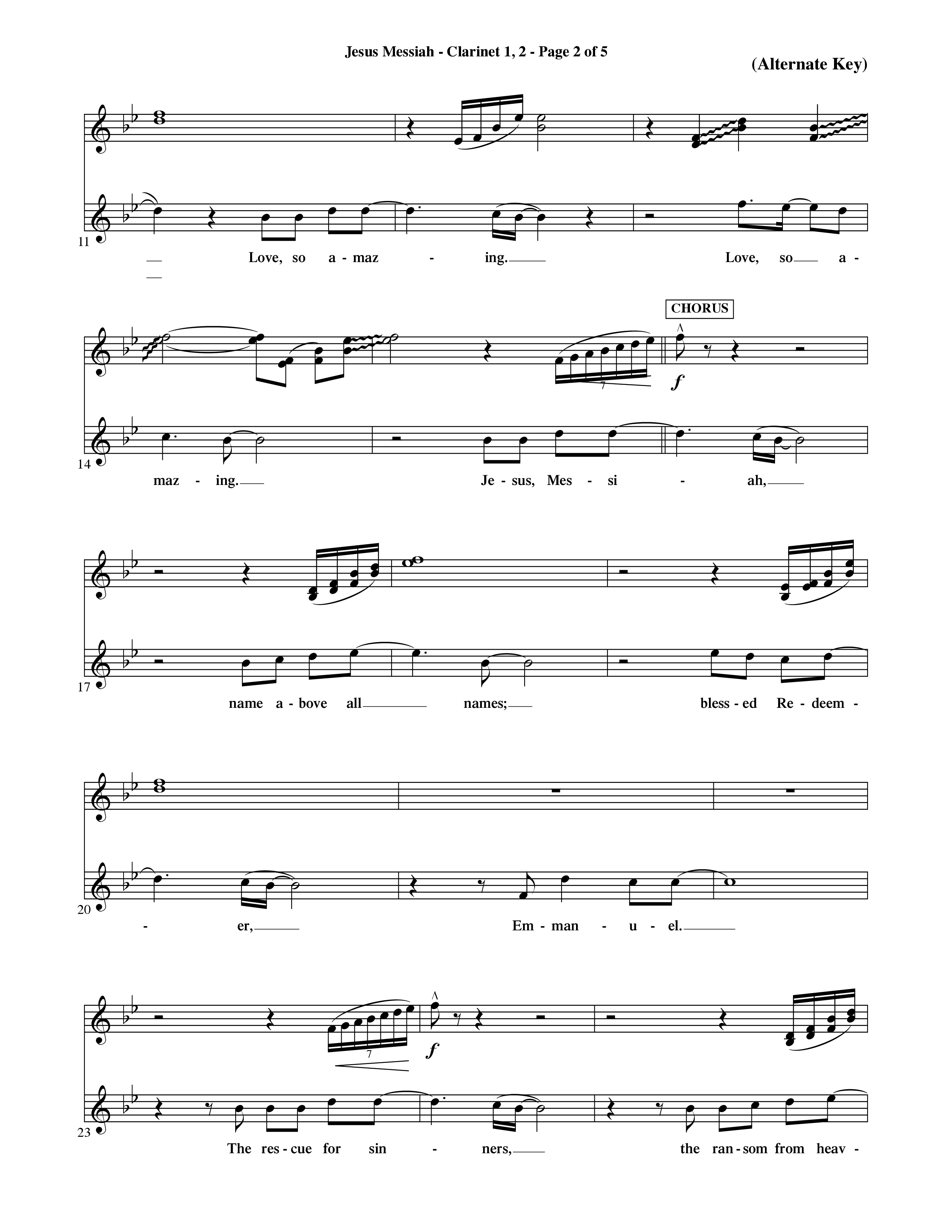 Jesus Messiah (Choral Anthem SATB) Clarinet 1/2 (Word Music Choral / Orch. Ric Domenico)