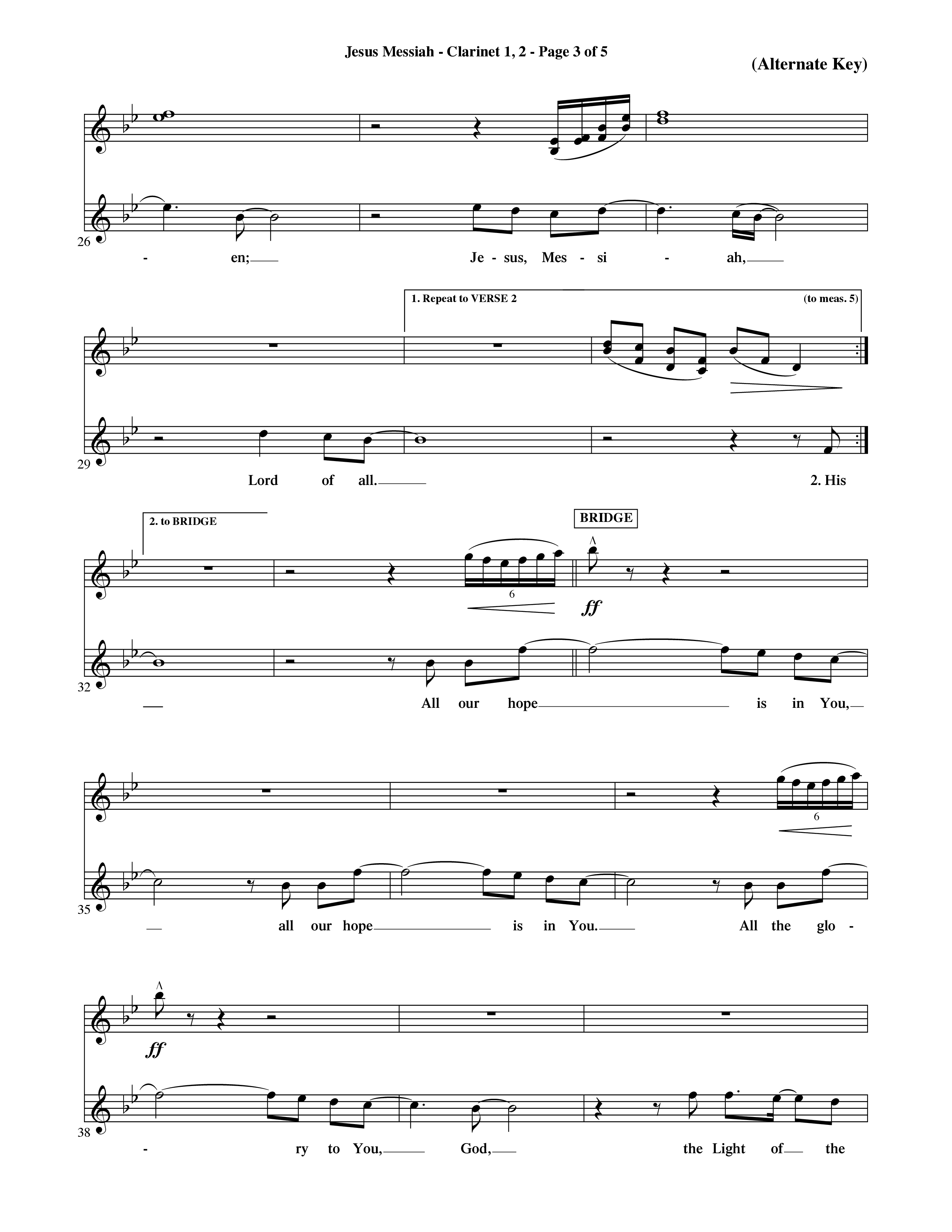 Jesus Messiah (Choral Anthem SATB) Clarinet 1/2 (Word Music Choral / Orch. Ric Domenico)
