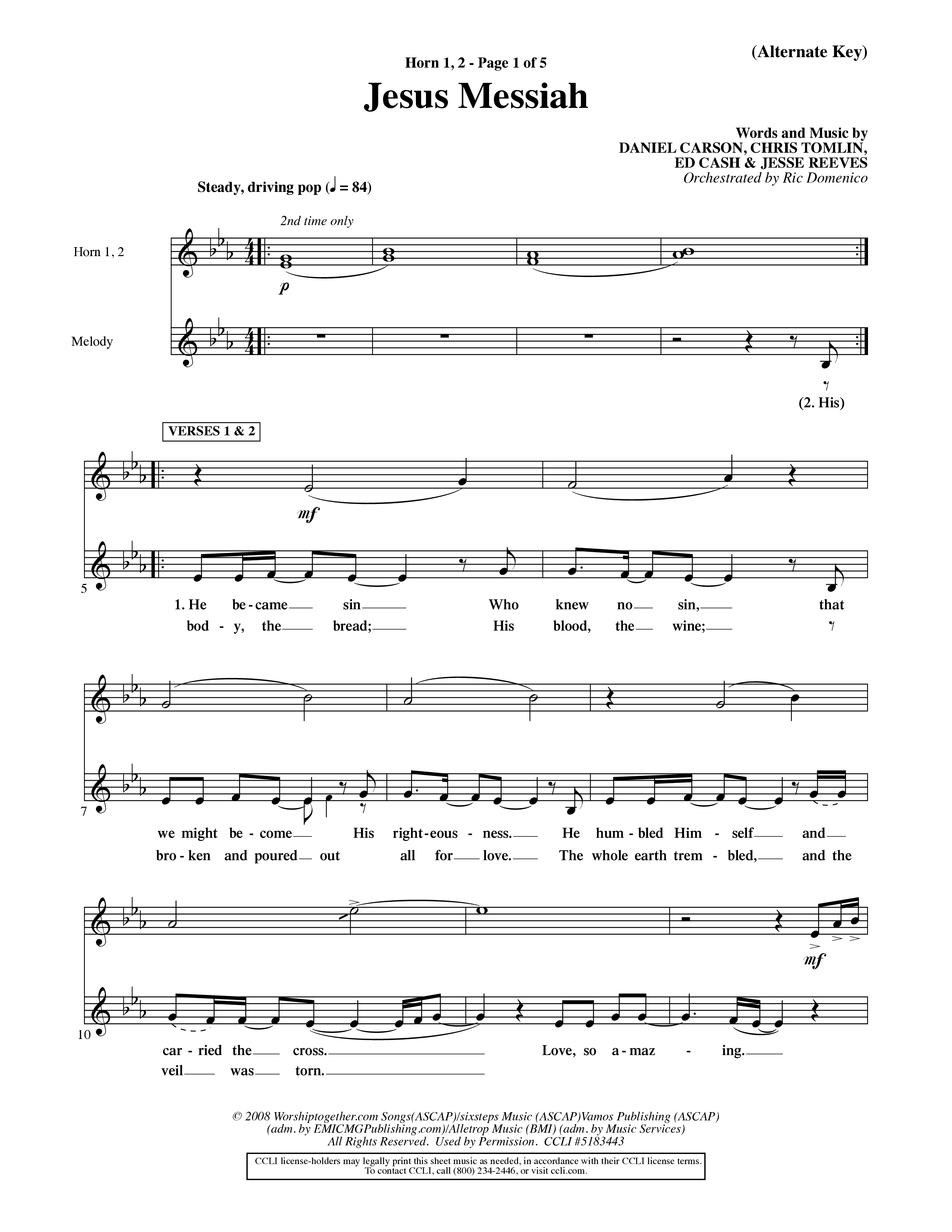 Jesus Messiah (Choral Anthem SATB) French Horn (Word Music Choral / Orch. Ric Domenico)