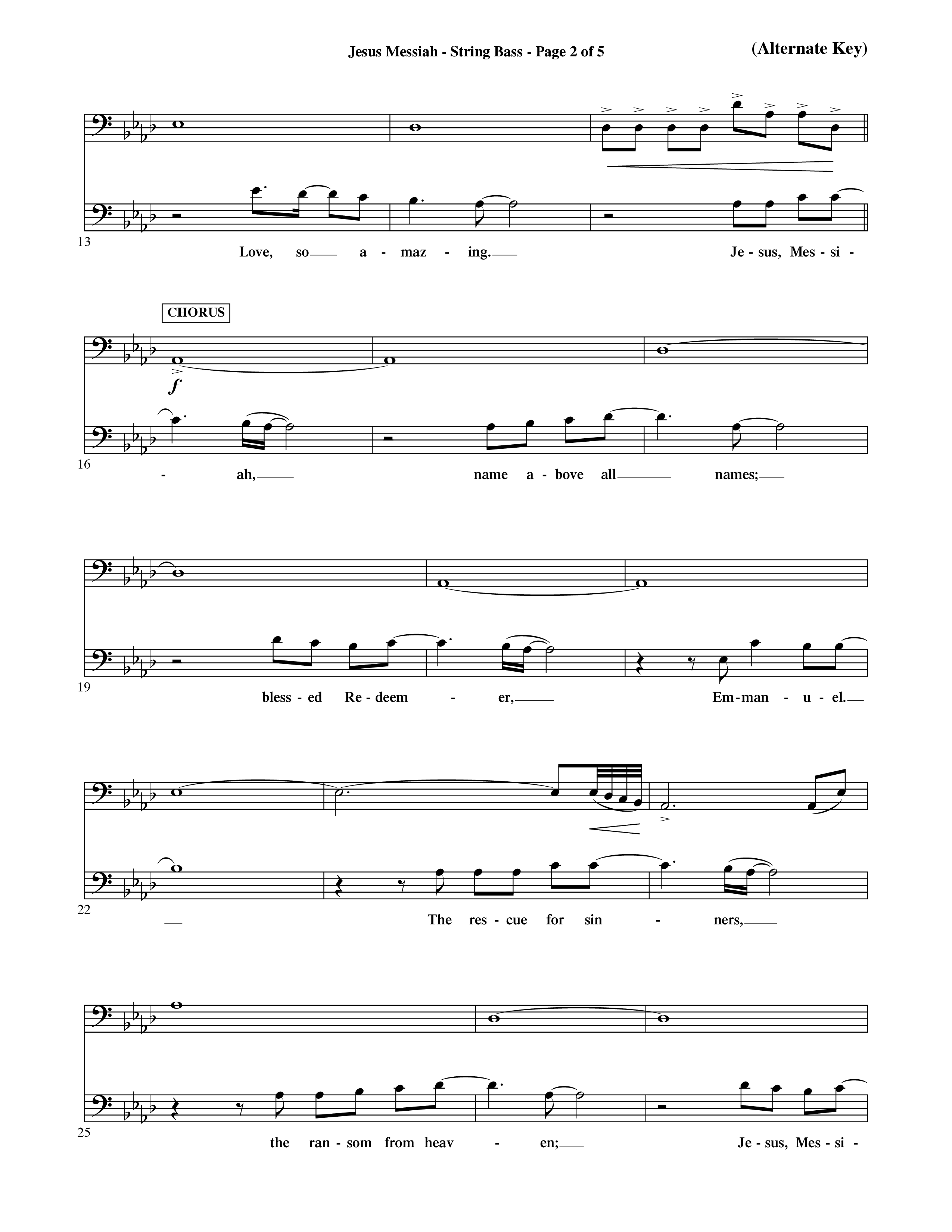 Jesus Messiah (Choral Anthem SATB) String Bass (Word Music Choral / Orch. Ric Domenico)