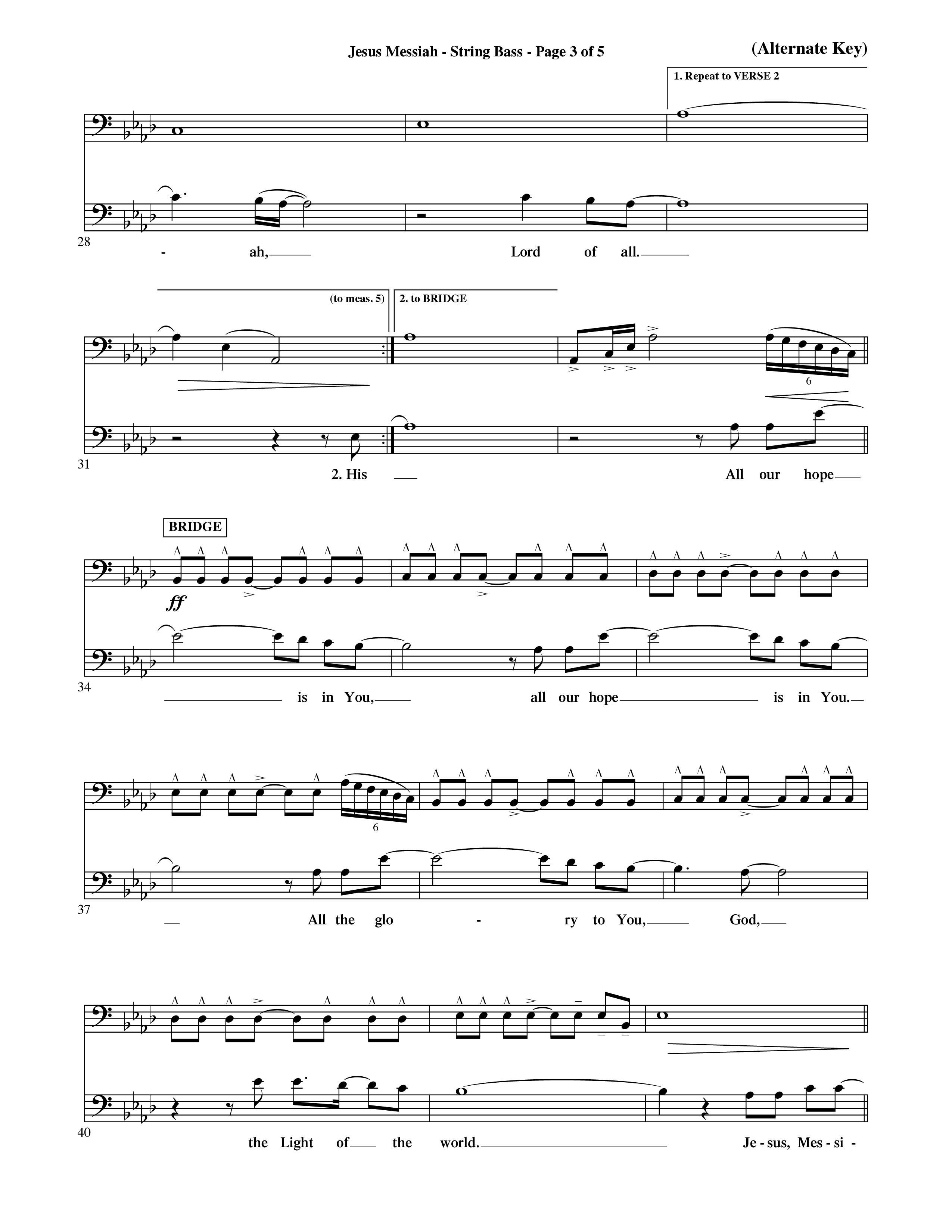 Jesus Messiah (Choral Anthem SATB) String Bass (Word Music Choral / Orch. Ric Domenico)