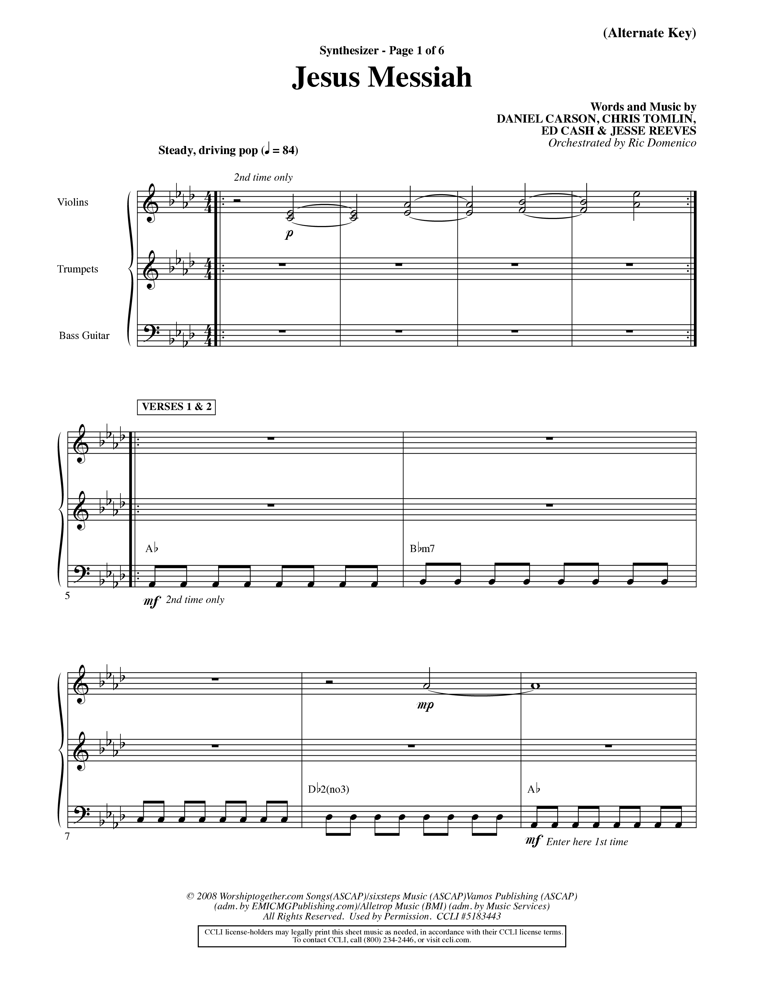 Jesus Messiah (Choral Anthem SATB) Synth (Word Music Choral / Orch. Ric Domenico)