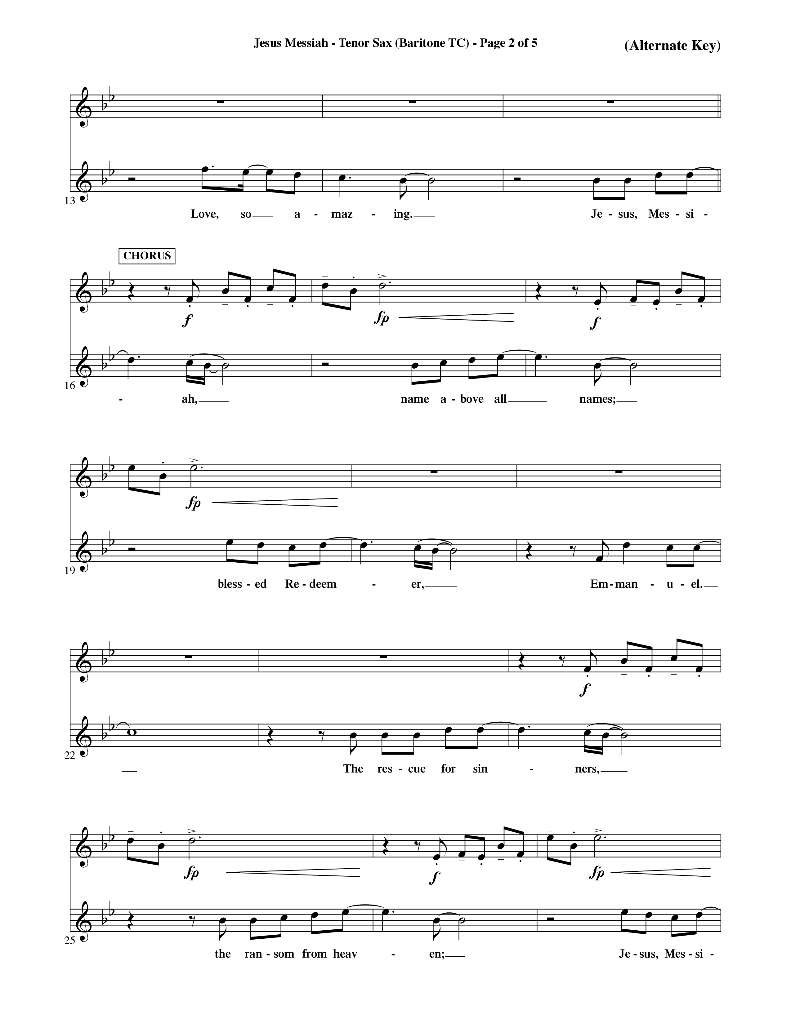 Jesus Messiah (Choral Anthem SATB) Tenor Sax/Baritone T.C. (Word Music Choral / Orch. Ric Domenico)