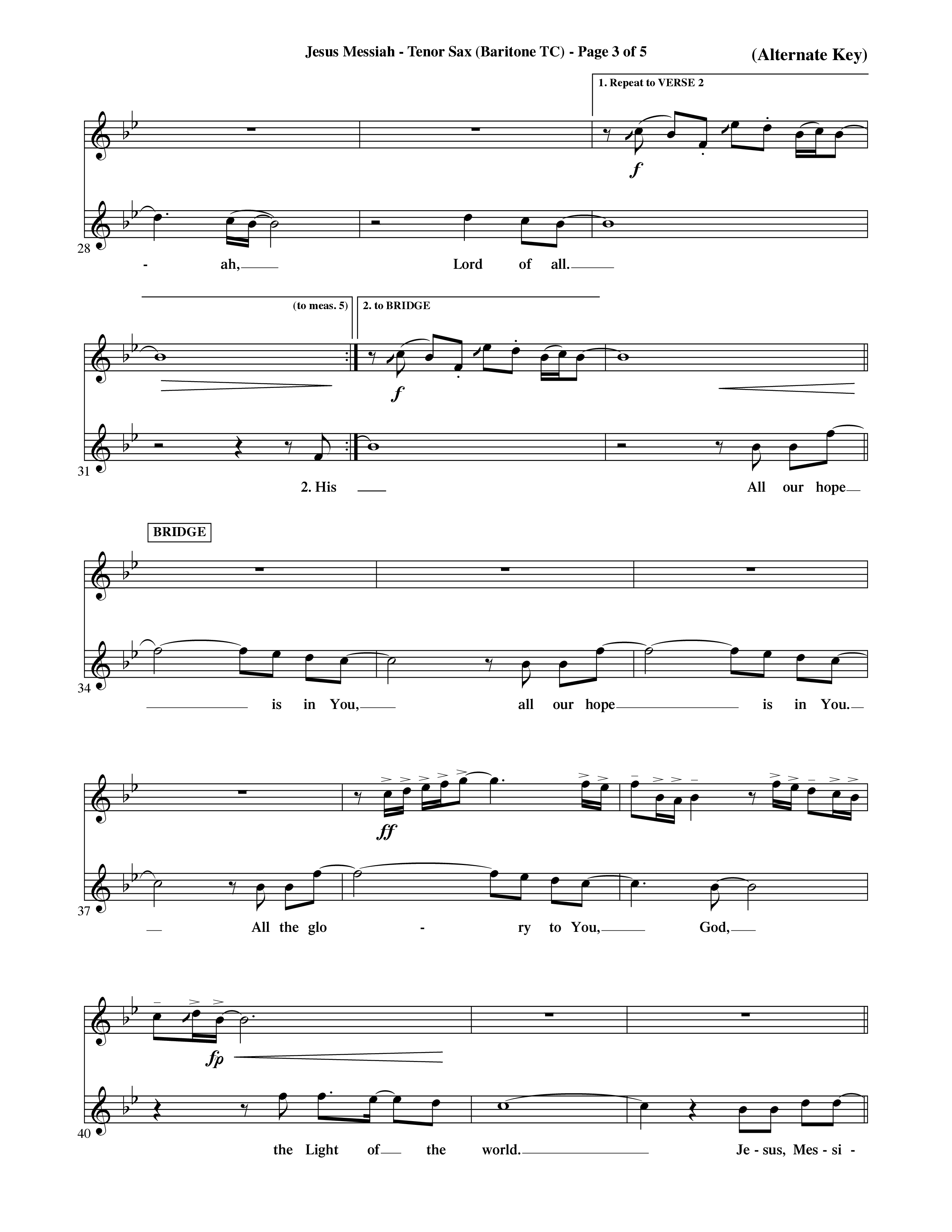 Jesus Messiah (Choral Anthem SATB) Tenor Sax/Baritone T.C. (Word Music Choral / Orch. Ric Domenico)