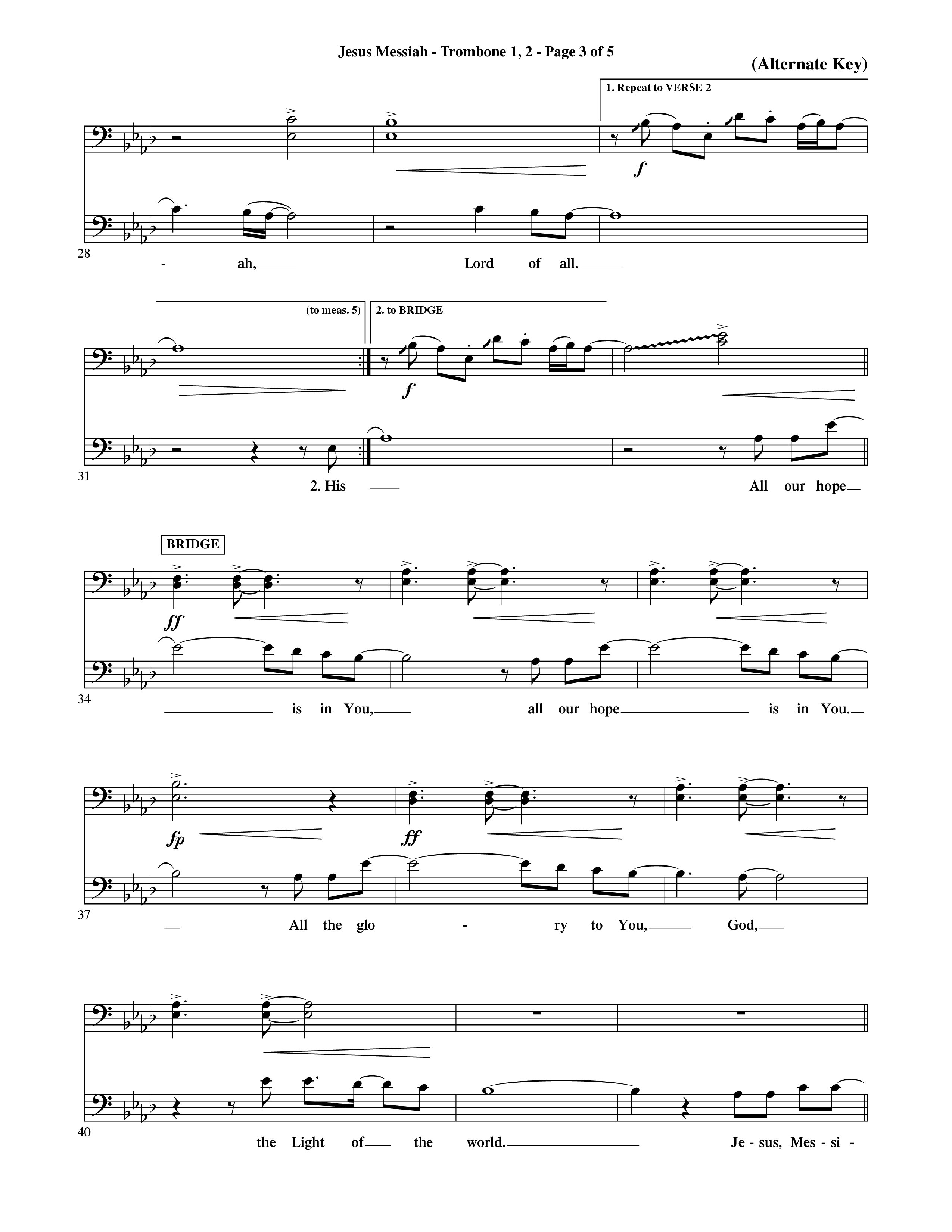Jesus Messiah (Choral Anthem SATB) Trombone 1/2 (Word Music Choral / Orch. Ric Domenico)