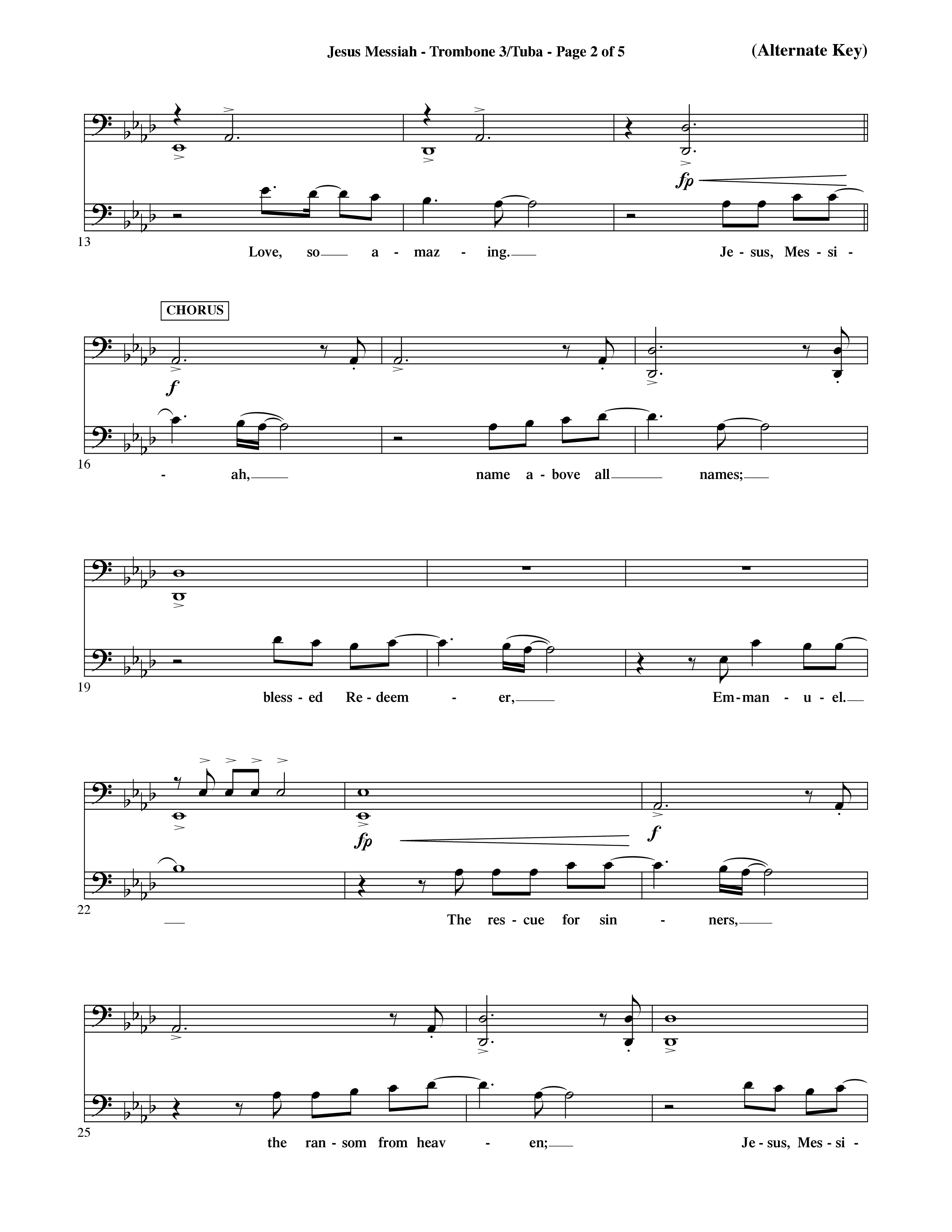 Jesus Messiah (Choral Anthem SATB) Trombone 3/Tuba (Word Music Choral / Orch. Ric Domenico)