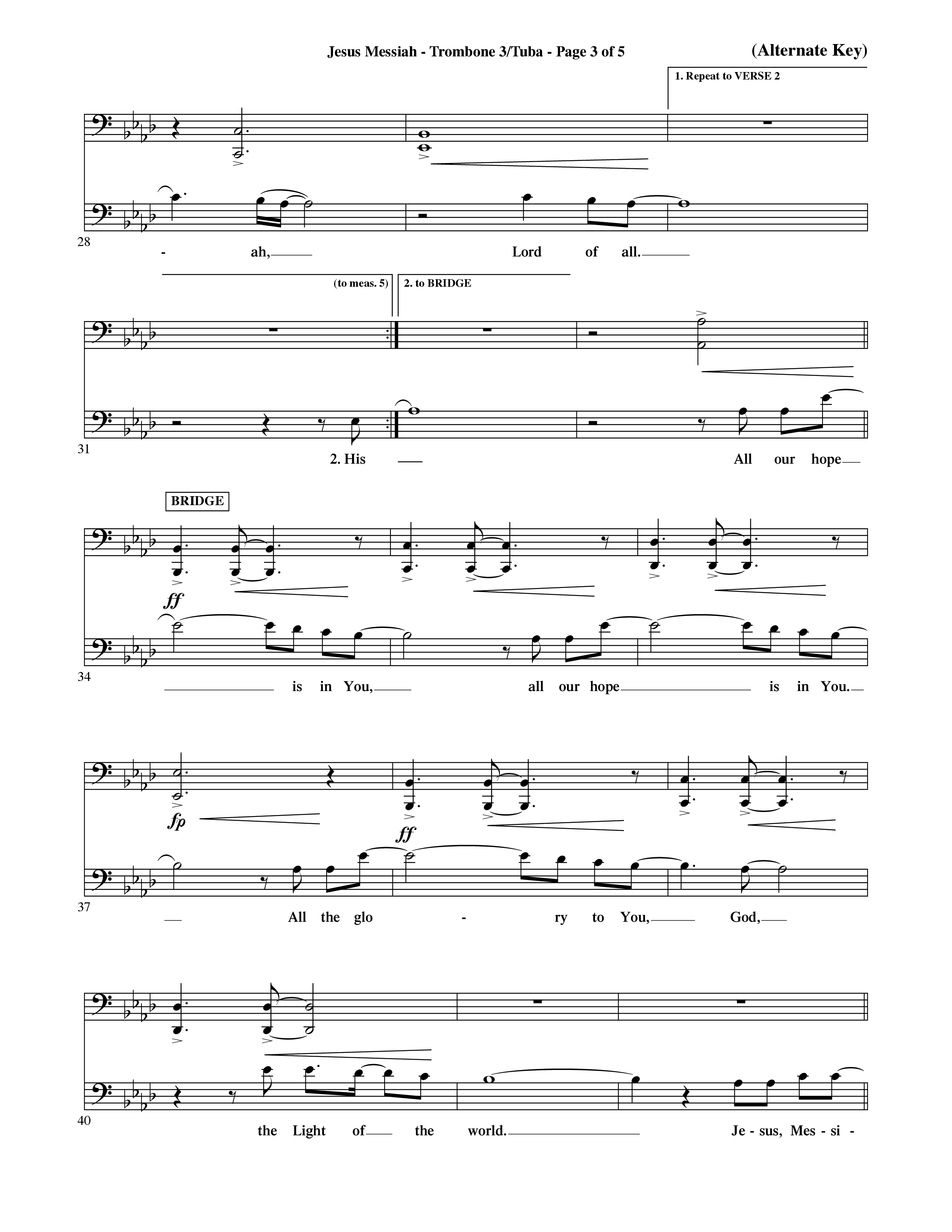 Jesus Messiah (Choral Anthem SATB) Trombone 3/Tuba (Word Music Choral / Orch. Ric Domenico)