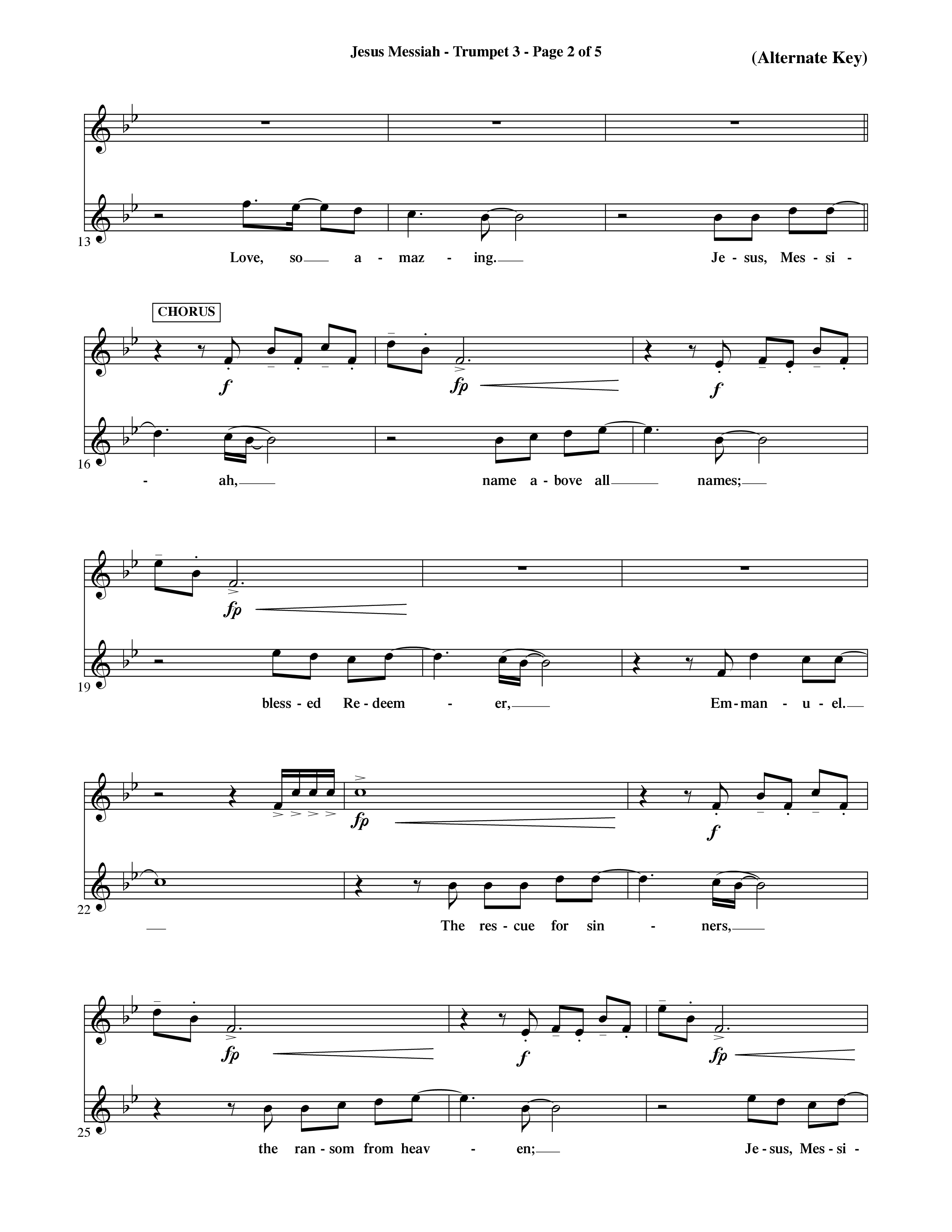 Jesus Messiah (Choral Anthem SATB) Trumpet 3 (Word Music Choral / Orch. Ric Domenico)