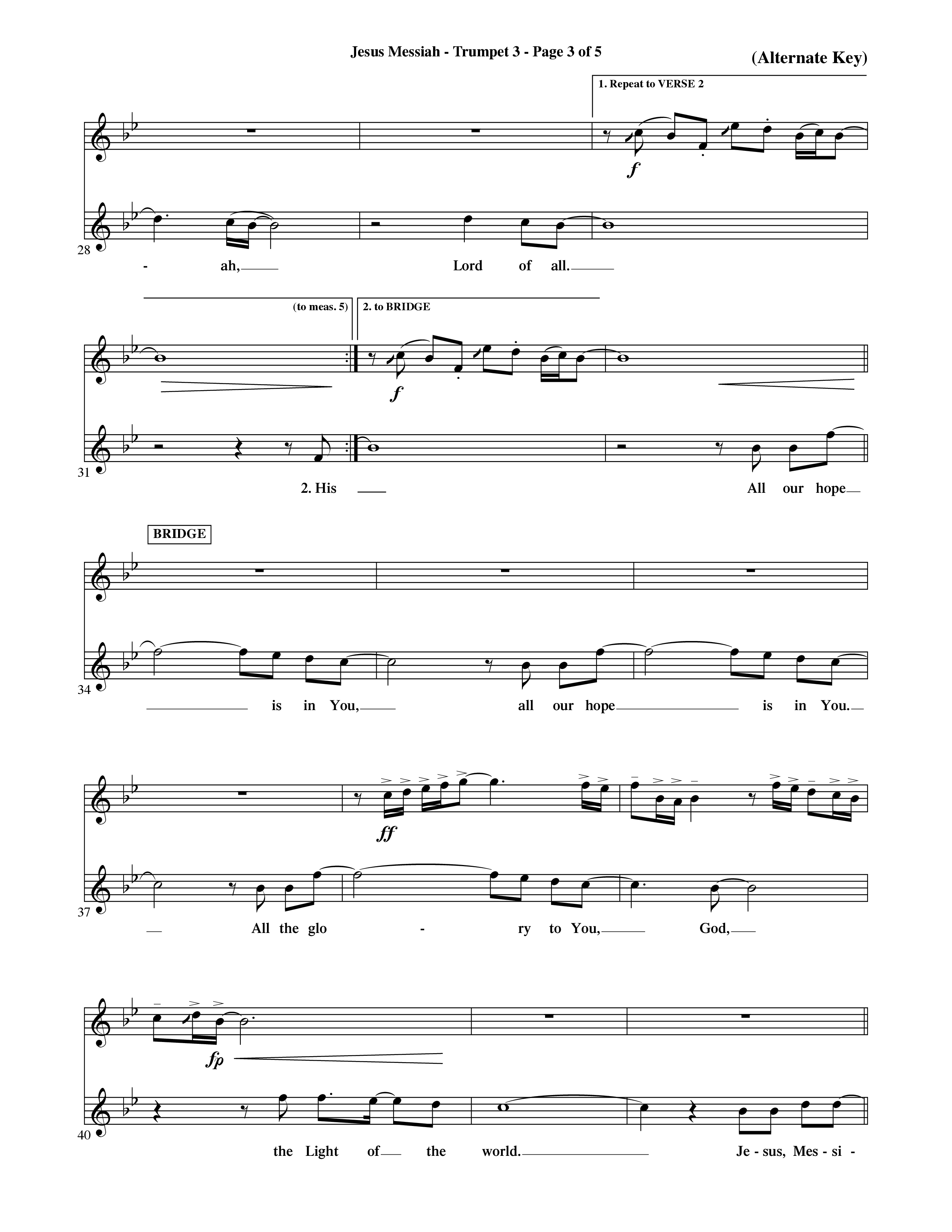 Jesus Messiah (Choral Anthem SATB) Trumpet 3 (Word Music Choral / Orch. Ric Domenico)