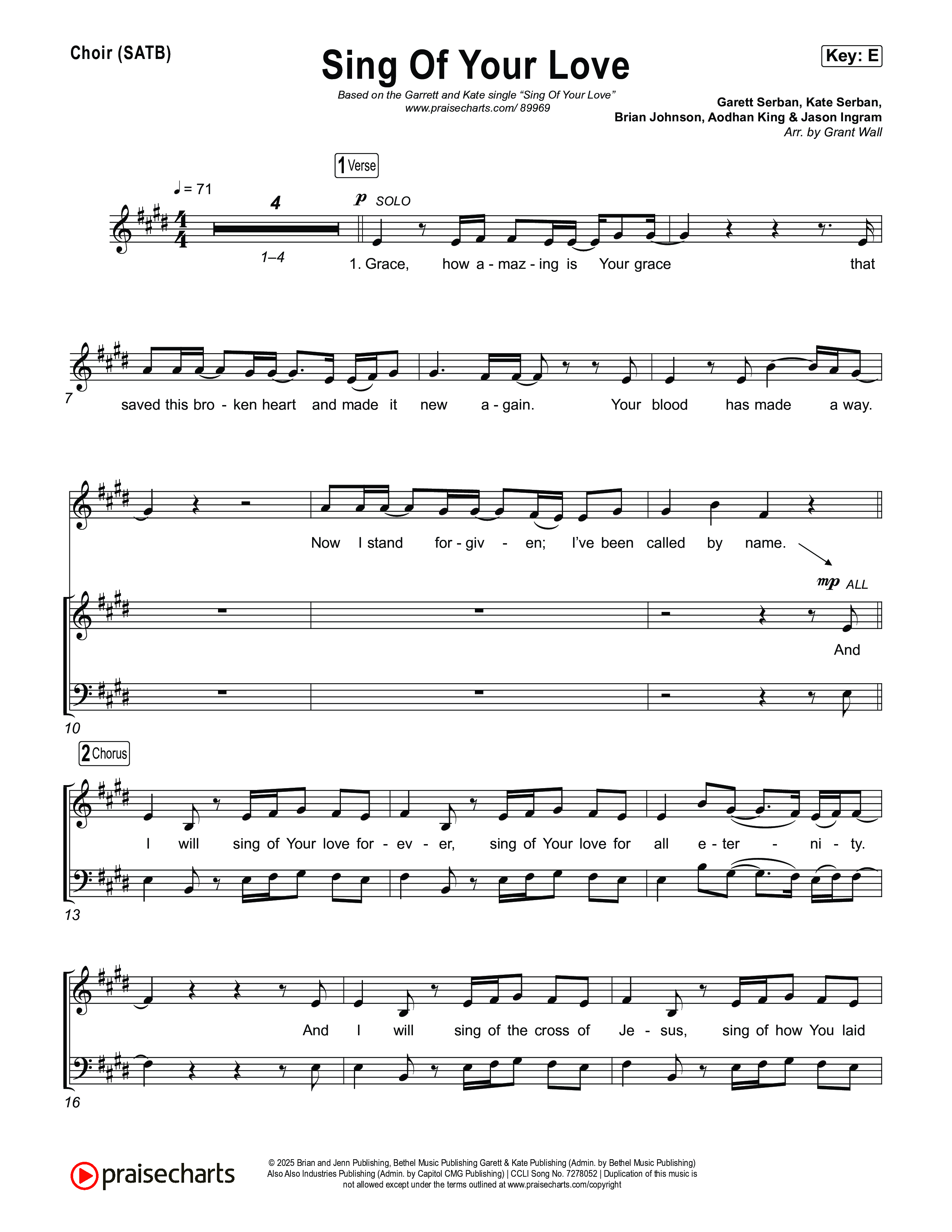 Sing Of Your Love Choir Sheet (SATB) (Garett & Kate)