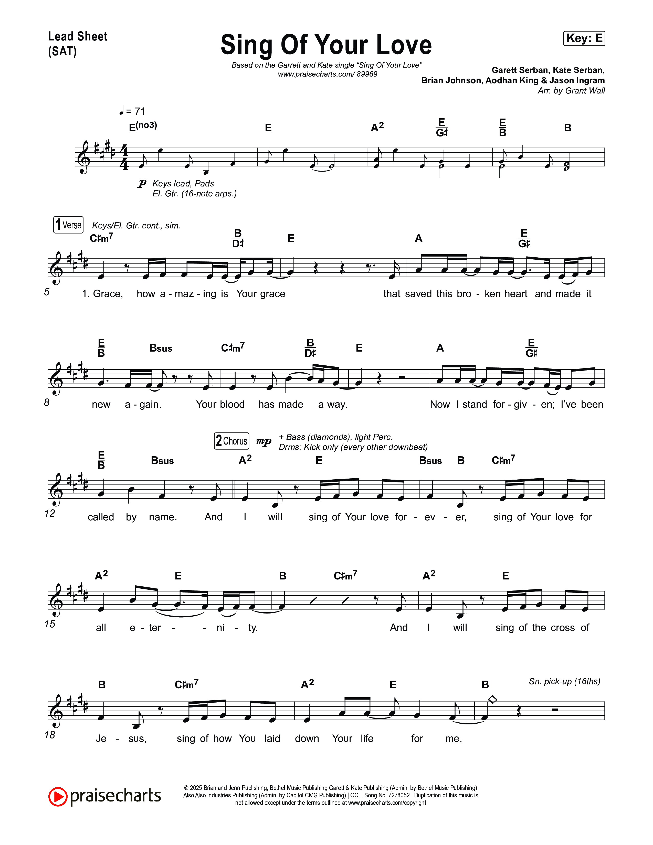 Sing Of Your Love Lead Sheet (SAT) (Garett & Kate)