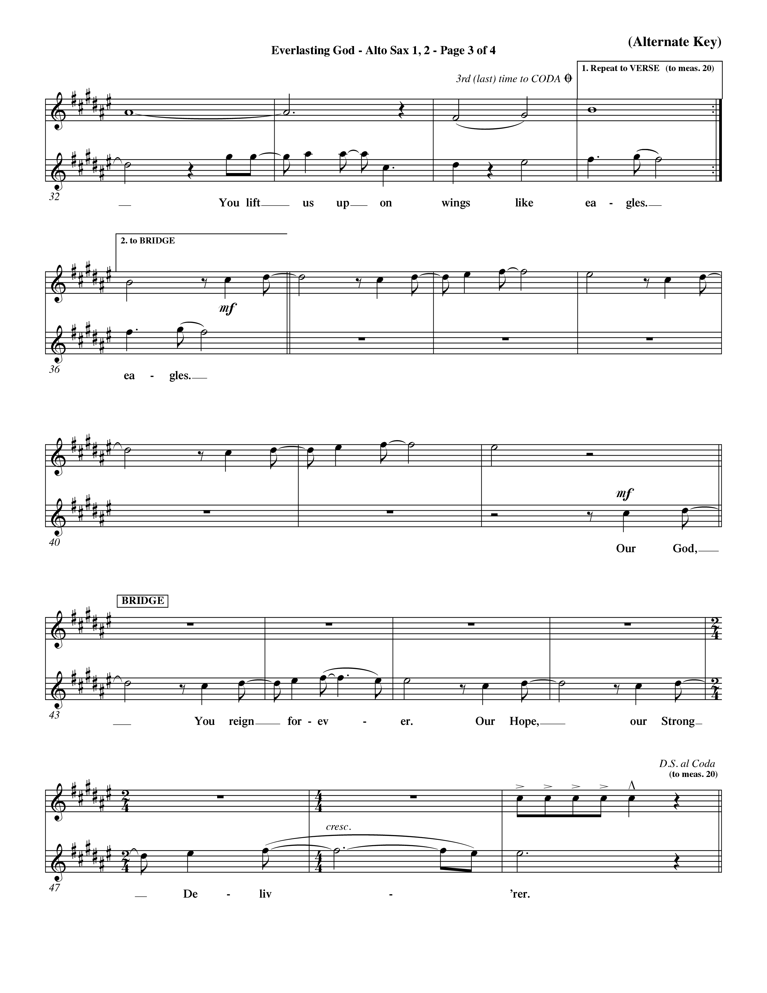 Everlasting God (Choral Anthem SATB) Alto Sax 1/2 (Word Music Choral / Orch. Dave Williamson)