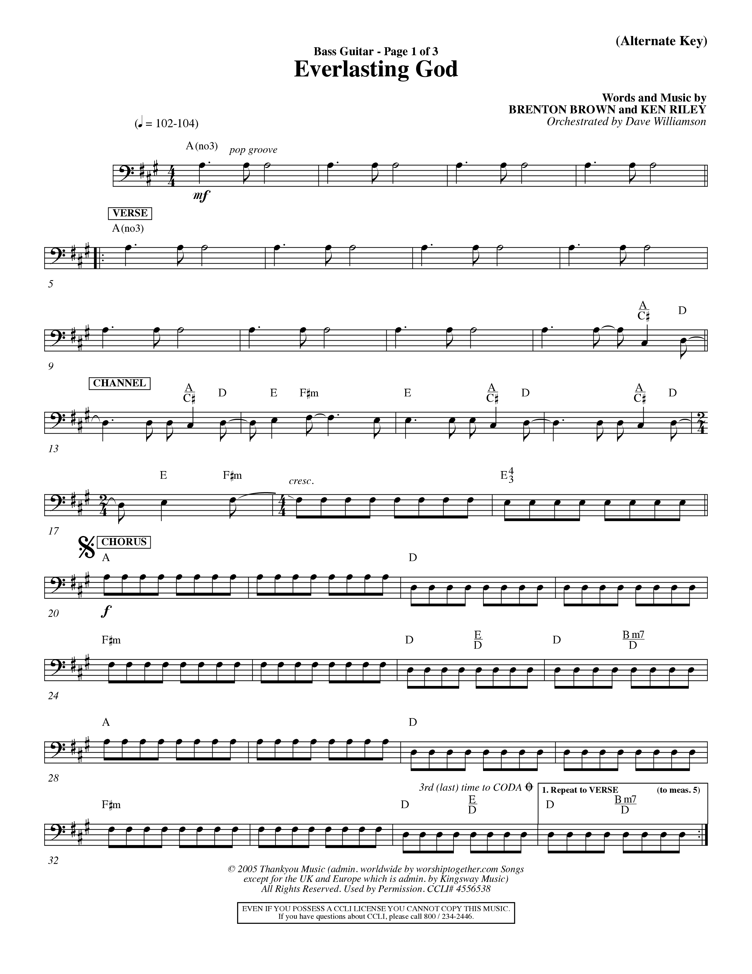 Everlasting God (Choral Anthem SATB) Bass Guitar (Word Music Choral / Orch. Dave Williamson)
