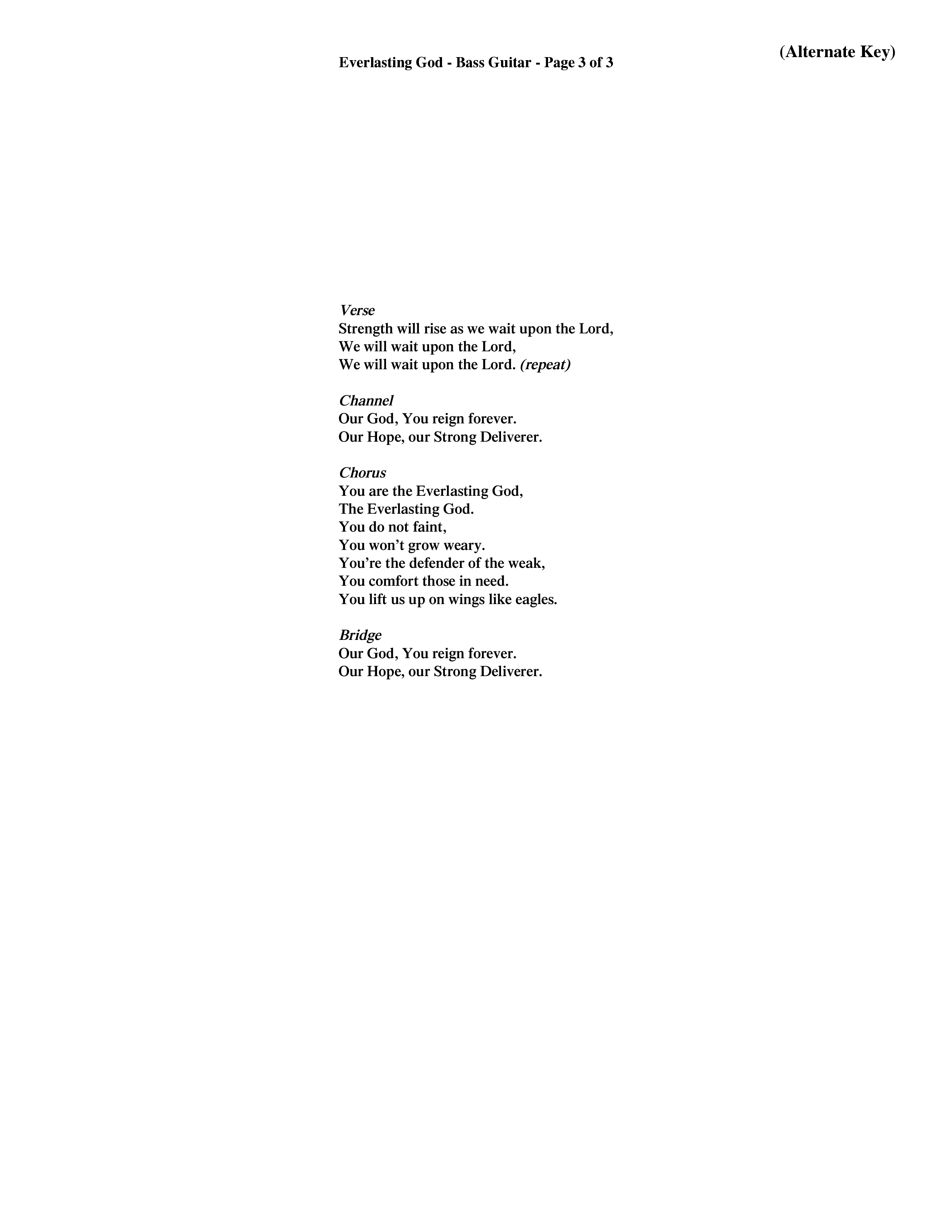 Everlasting God (Choral Anthem SATB) Bass Guitar (Word Music Choral / Orch. Dave Williamson)