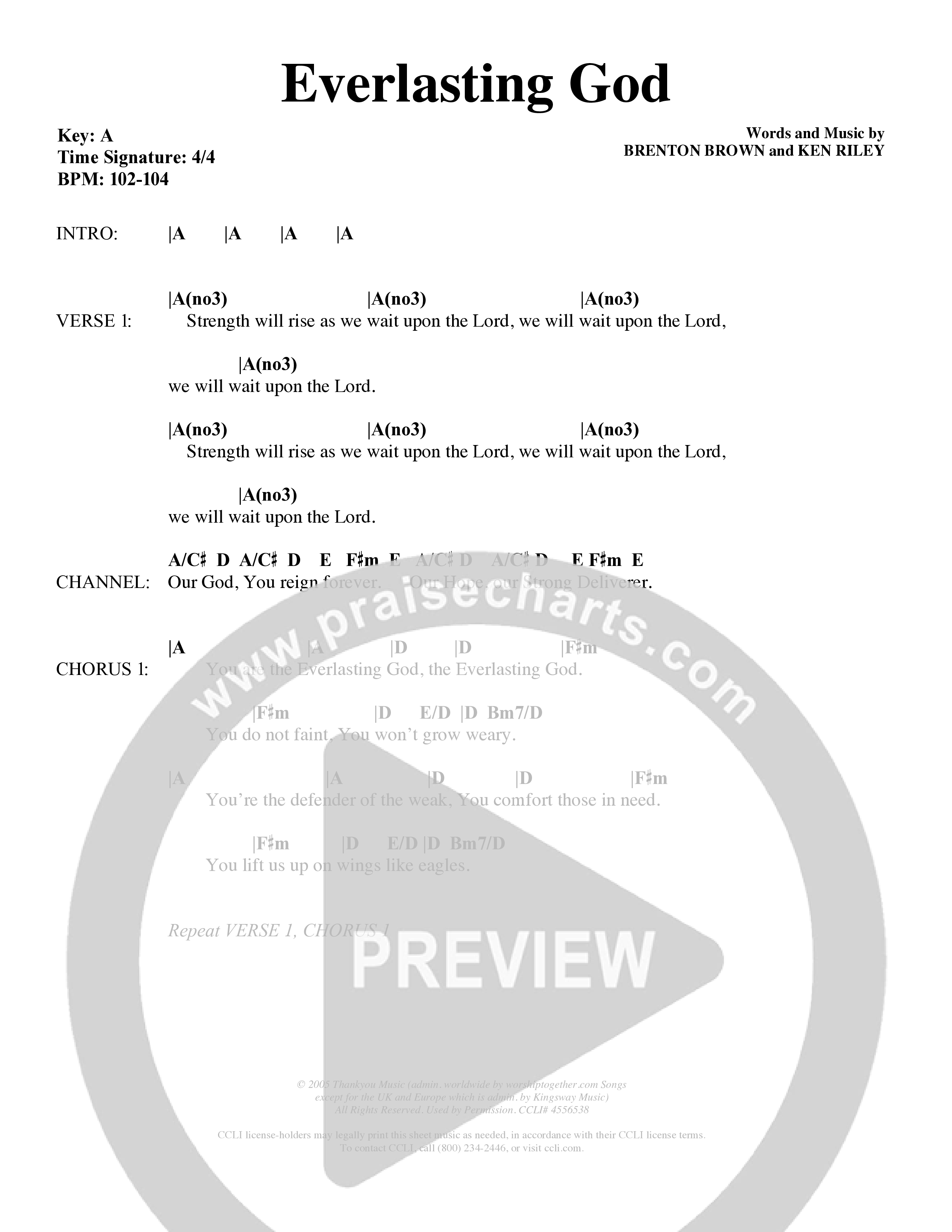 Everlasting God (Choral Anthem SATB) Chords & Lyrics (Word Music Choral / Orch. Dave Williamson)