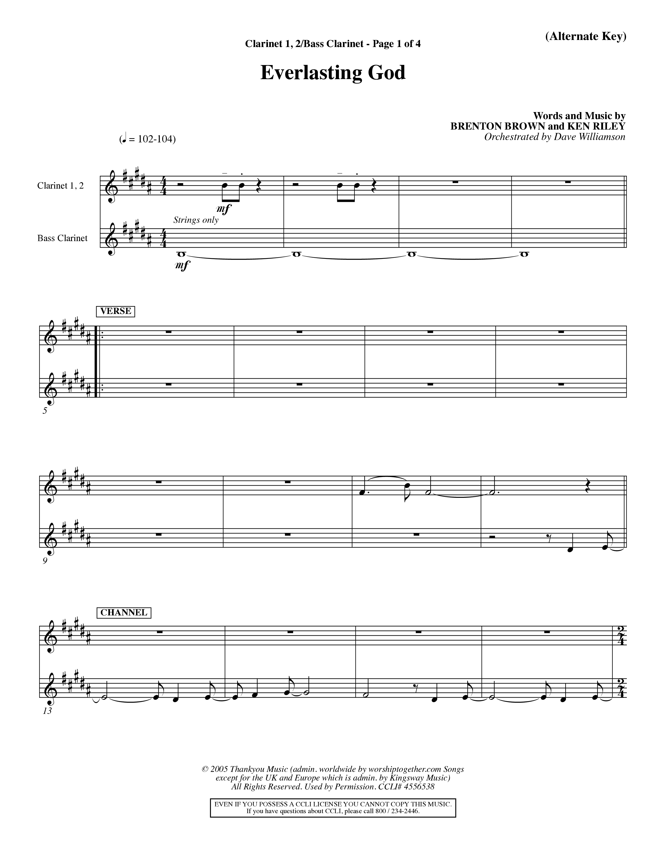 Everlasting God (Choral Anthem SATB) Clarinet 1/2, Bass Clarinet (Word Music Choral / Orch. Dave Williamson)