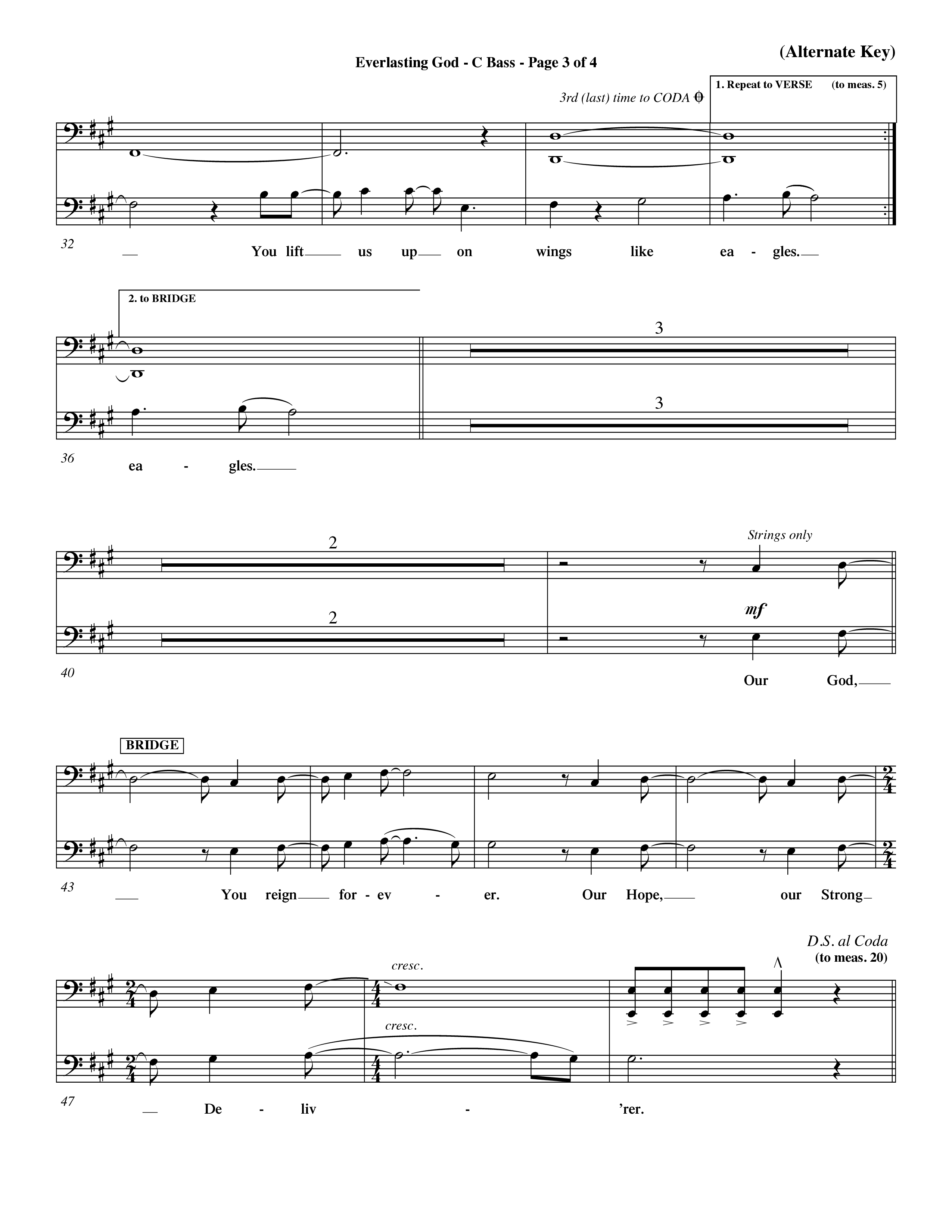 Everlasting God (Choral Anthem SATB) Contrabass (Word Music Choral / Orch. Dave Williamson)