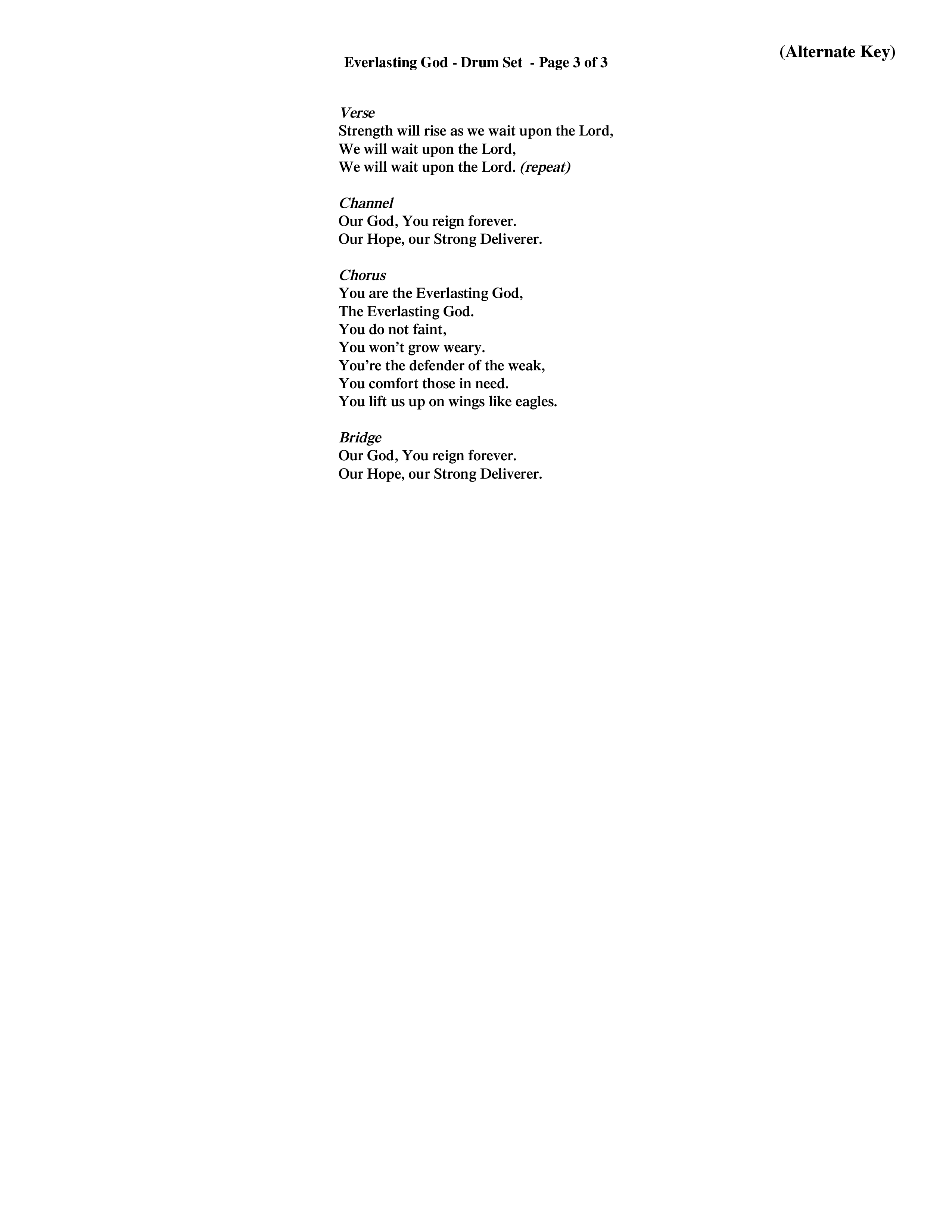 Everlasting God (Choral Anthem SATB) Drum Set (Word Music Choral / Orch. Dave Williamson)