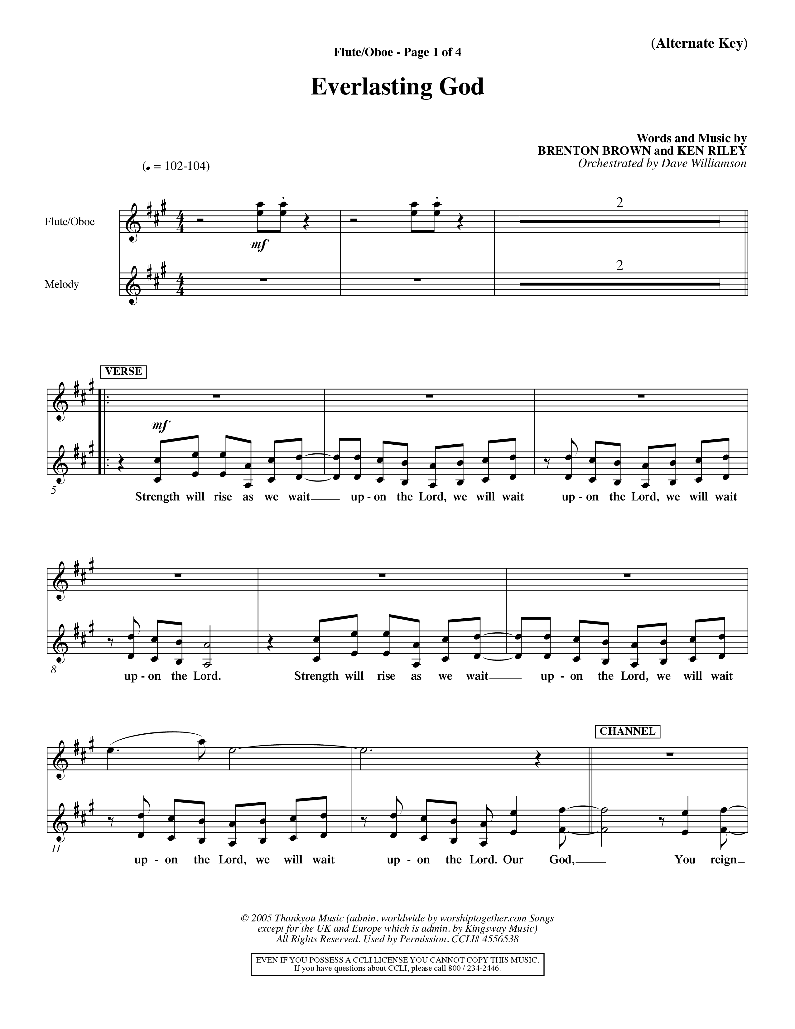 Everlasting God (Choral Anthem SATB) Flute/Oboe (Word Music Choral / Orch. Dave Williamson)