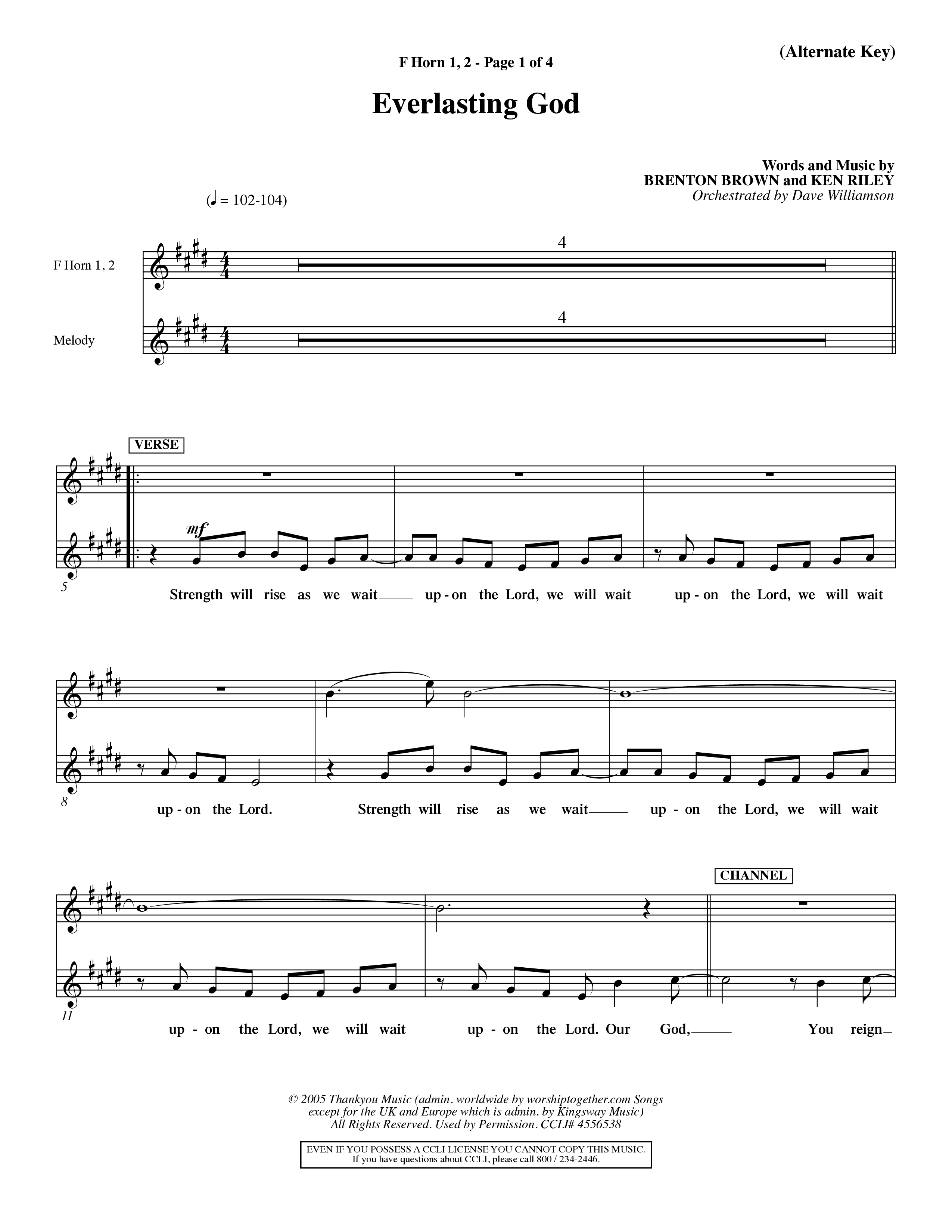 Everlasting God (Choral Anthem SATB) French Horn (Word Music Choral / Orch. Dave Williamson)