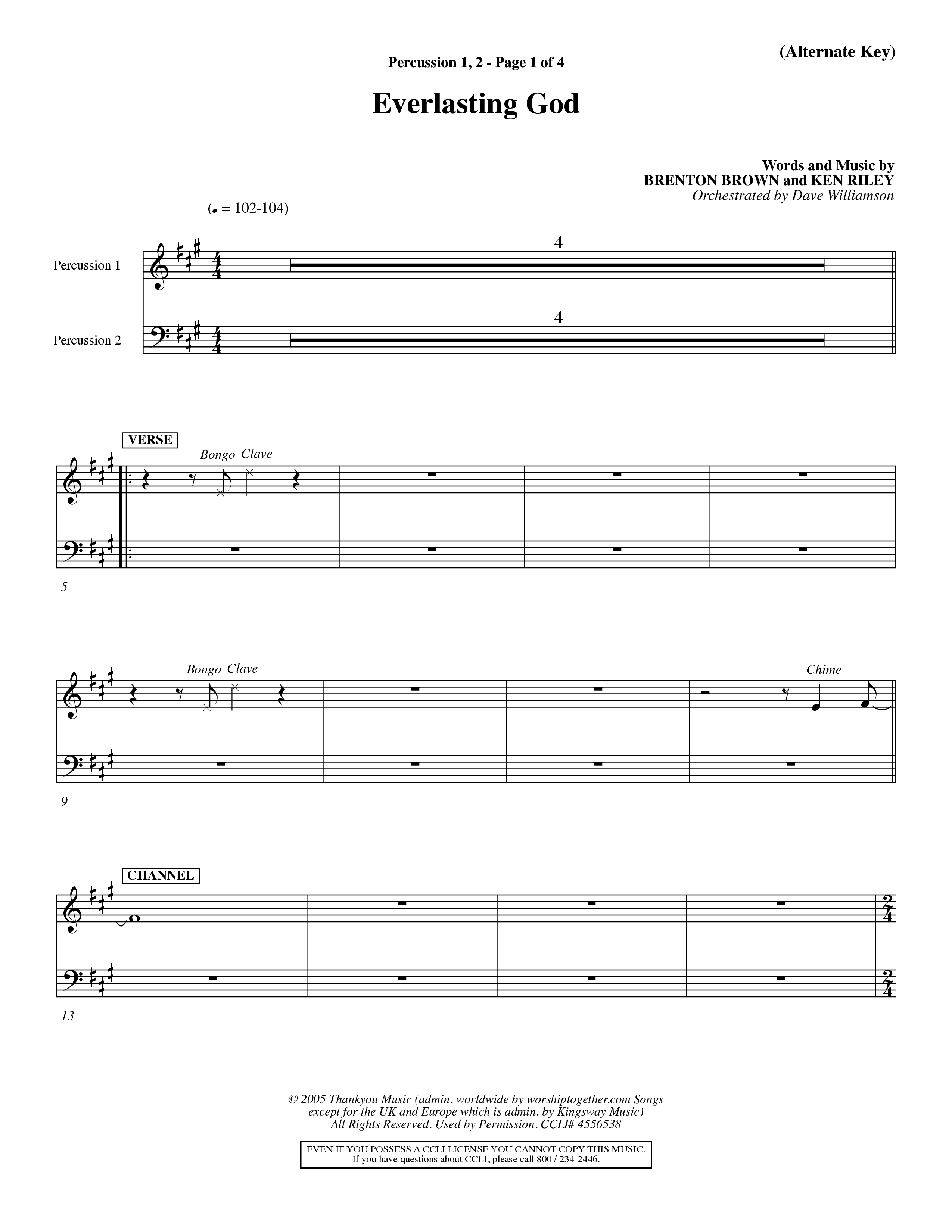 Everlasting God (Choral Anthem SATB) Percussion 1/2 (Word Music Choral / Orch. Dave Williamson)