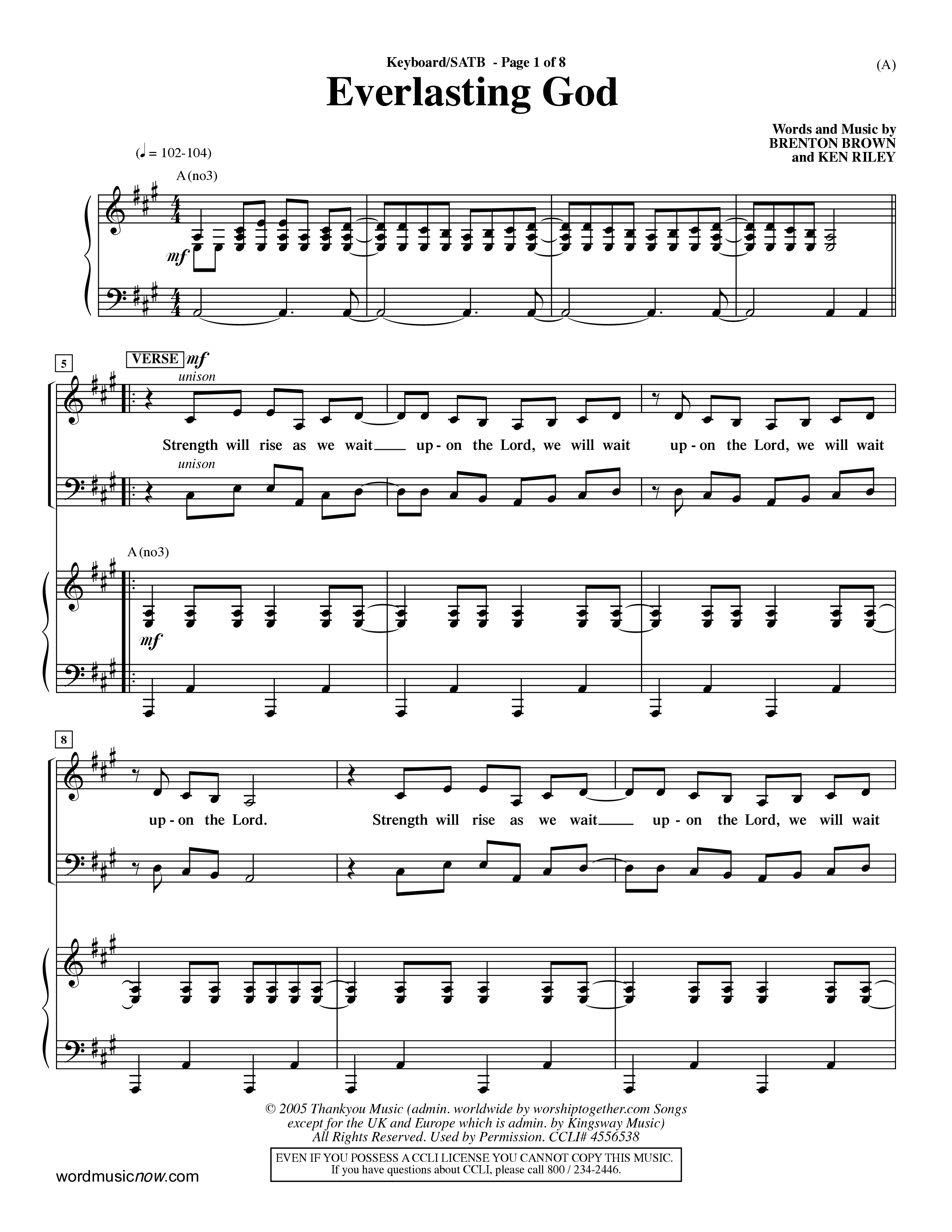 Everlasting God (Choral Anthem SATB) Keyboard/Vocal (SATB) (Word Music Choral / Orch. Dave Williamson)