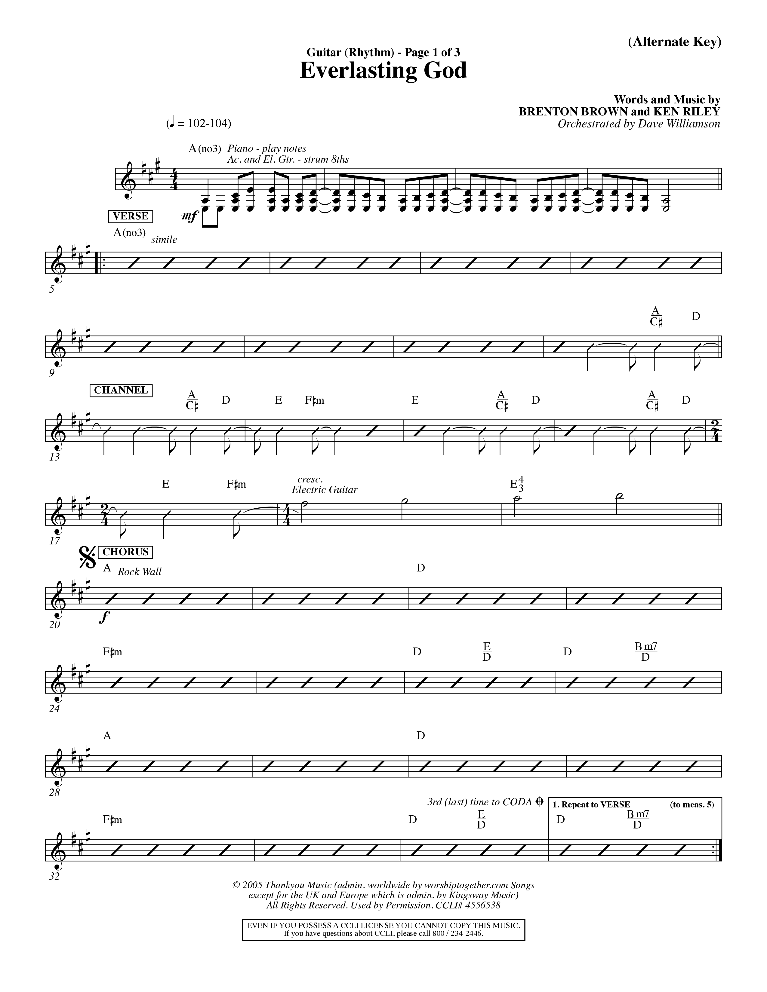 Everlasting God (Choral Anthem SATB) Rhythm Chart (Word Music Choral / Orch. Dave Williamson)