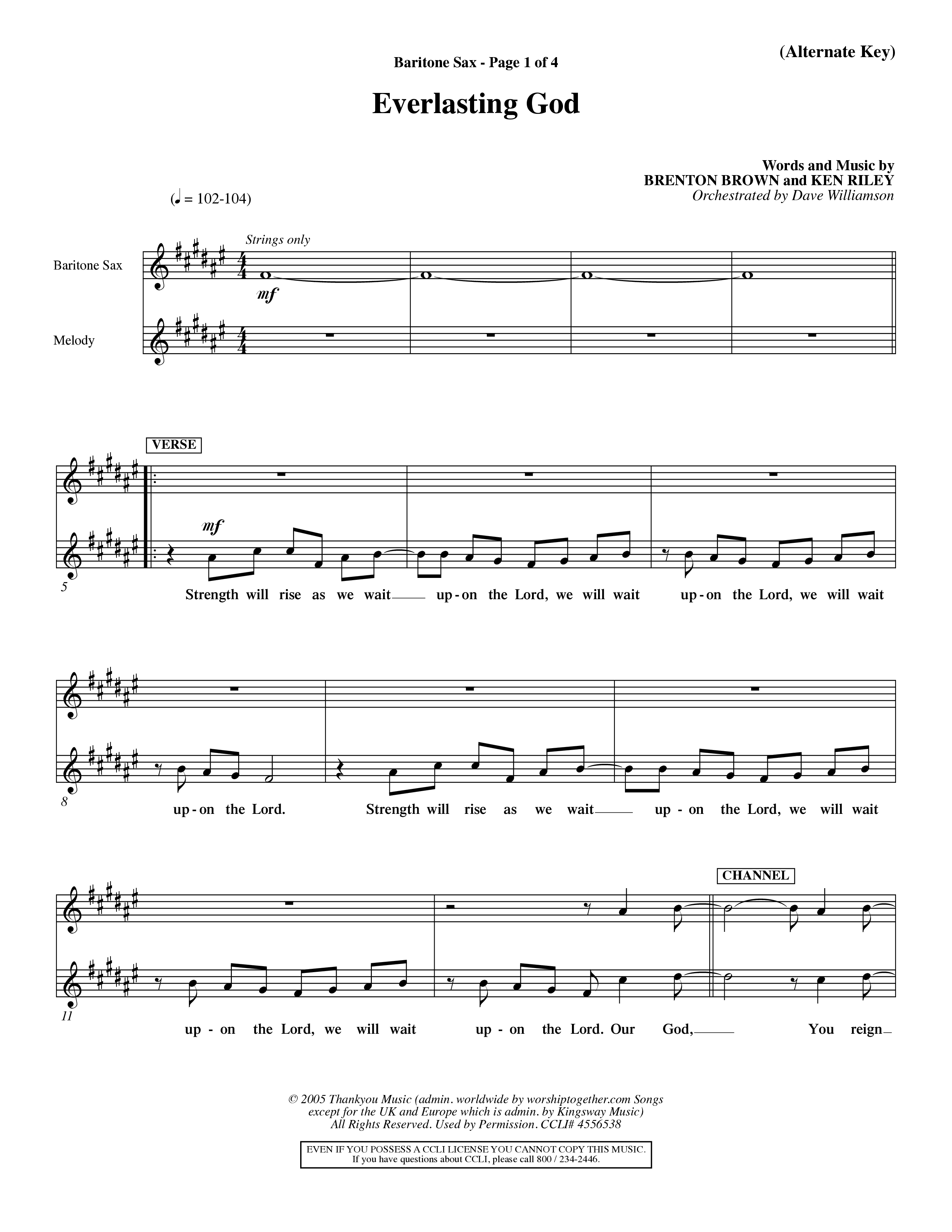Everlasting God (Choral Anthem SATB) Saxophone (Word Music Choral / Orch. Dave Williamson)