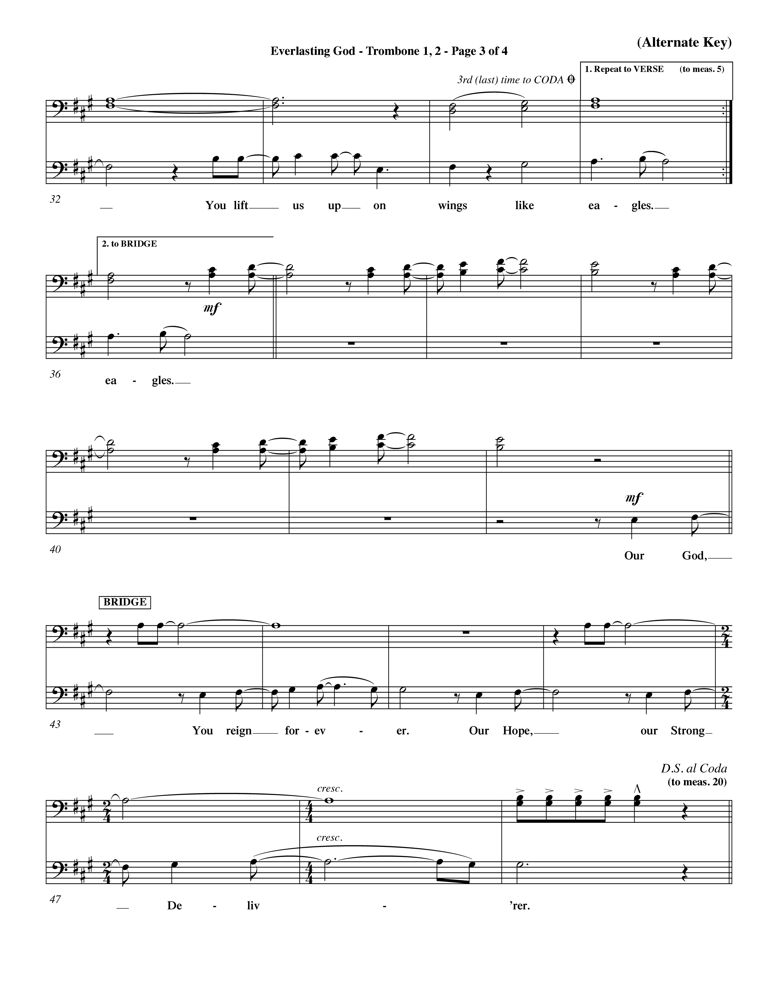 Everlasting God (Choral Anthem SATB) Trombone 1/2 (Word Music Choral / Orch. Dave Williamson)