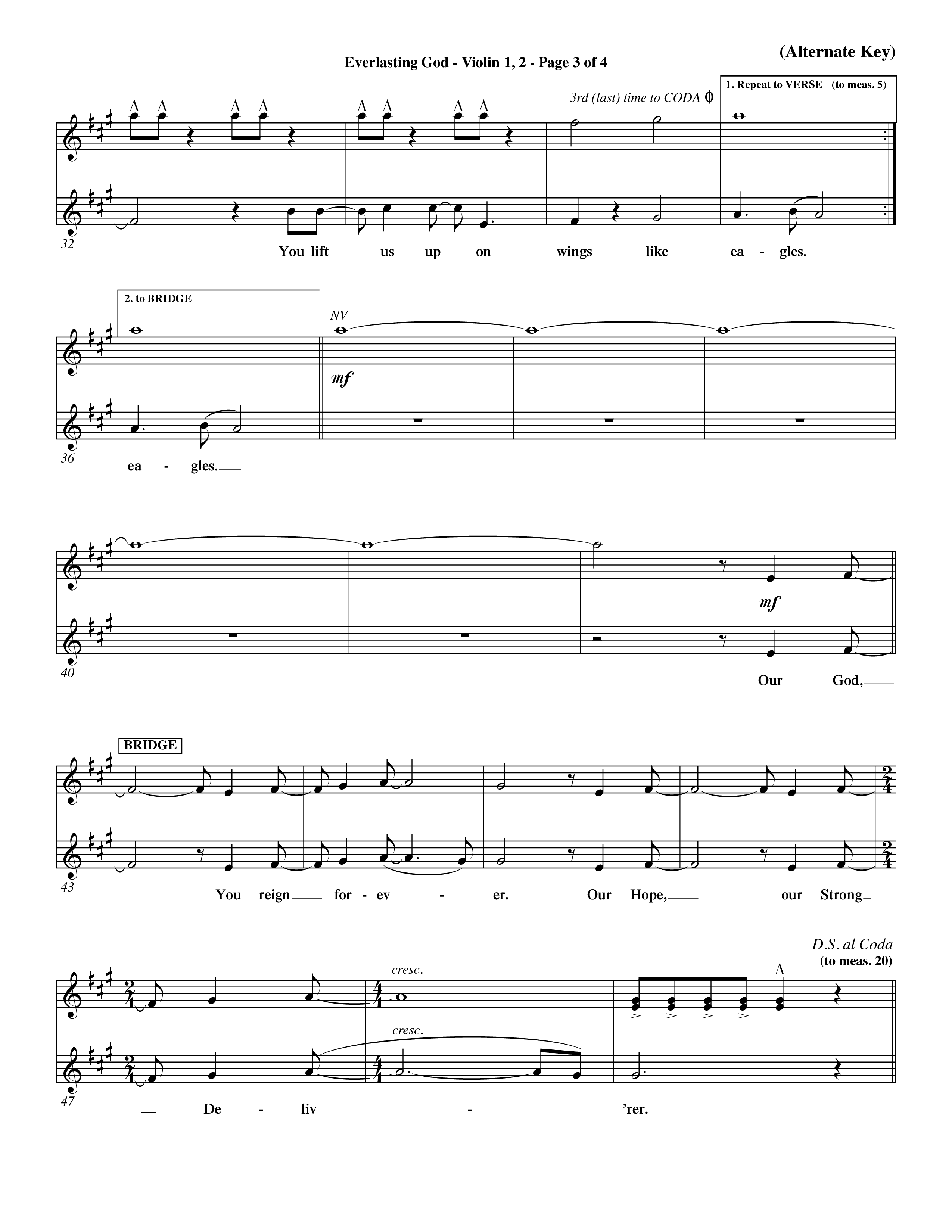 Everlasting God (Choral Anthem SATB) Violin 1/2 (Word Music Choral / Orch. Dave Williamson)