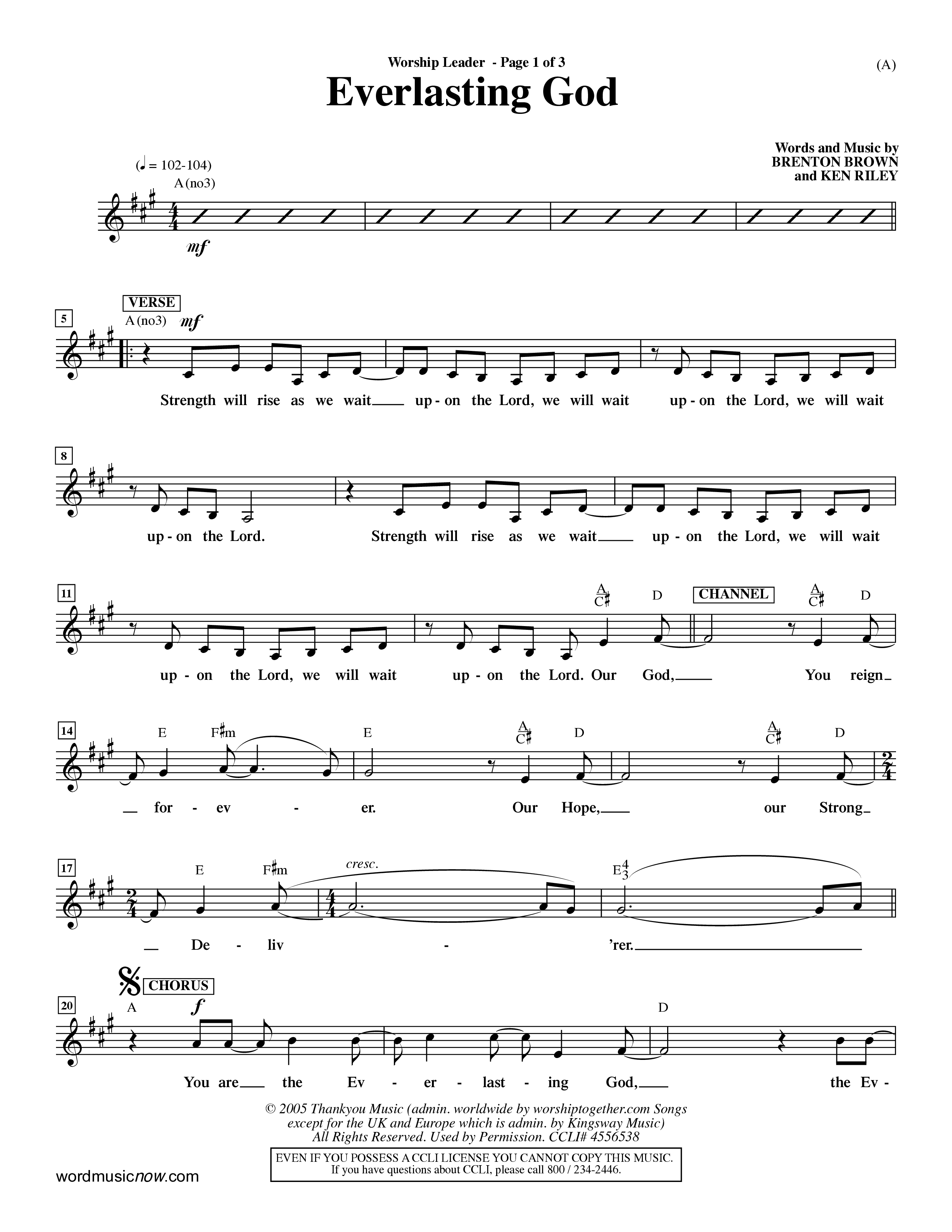 Everlasting God (Choral Anthem SATB) Vocal Sheet (Word Music Choral / Orch. Dave Williamson)