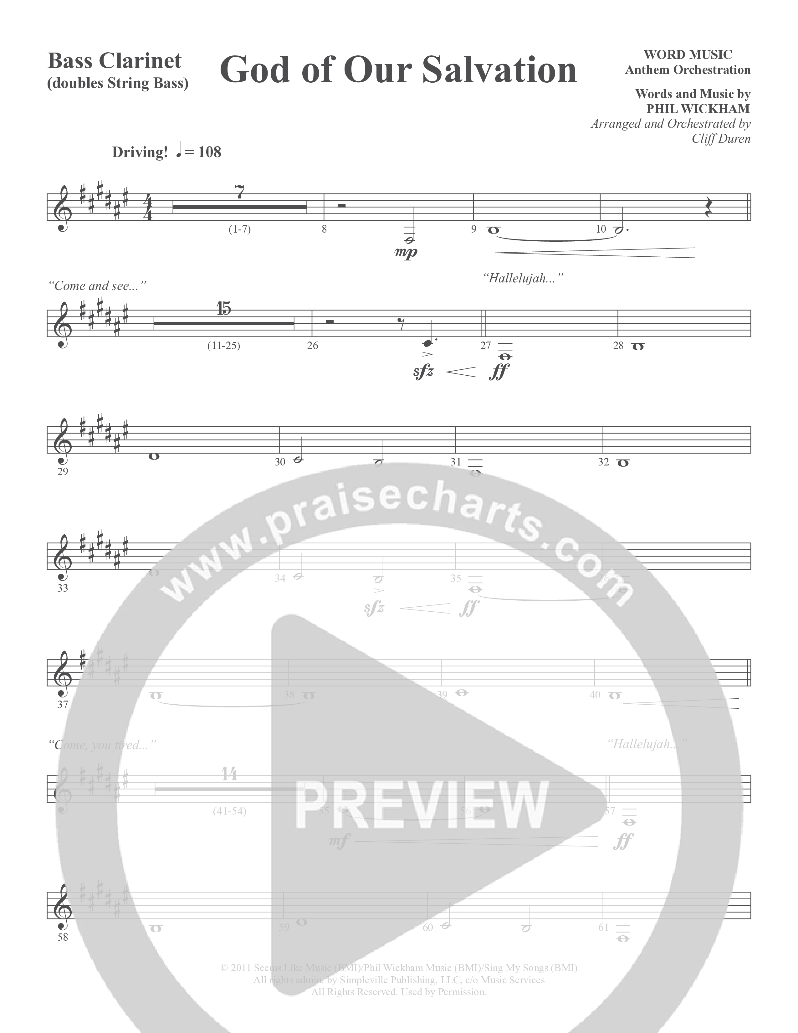 God Of Our Salvation (Choral Anthem SATB) Bass Clarinet (Word Music Choral / Arr. Cliff Duren)