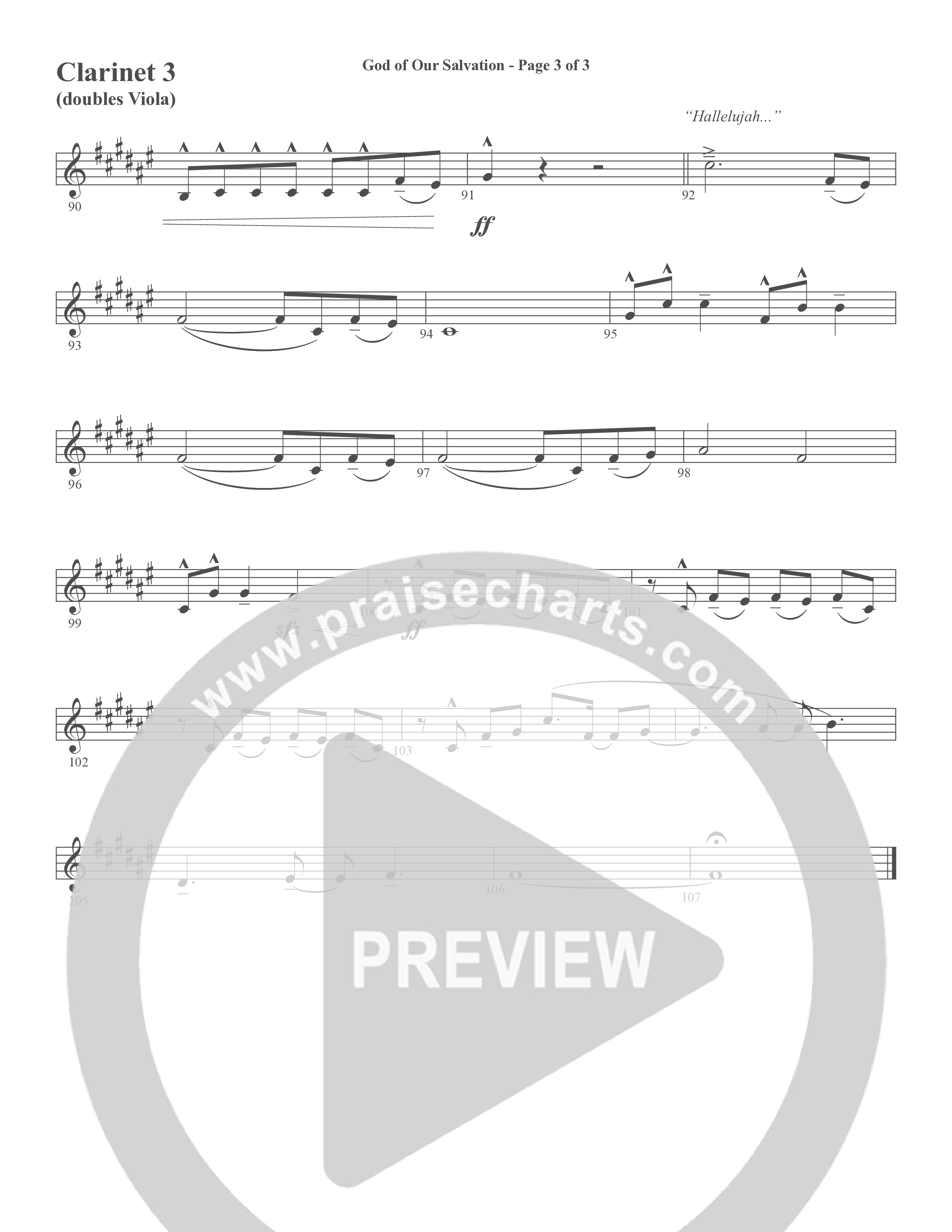 God Of Our Salvation (Choral Anthem SATB) Clarinet 3 (Word Music Choral / Arr. Cliff Duren)
