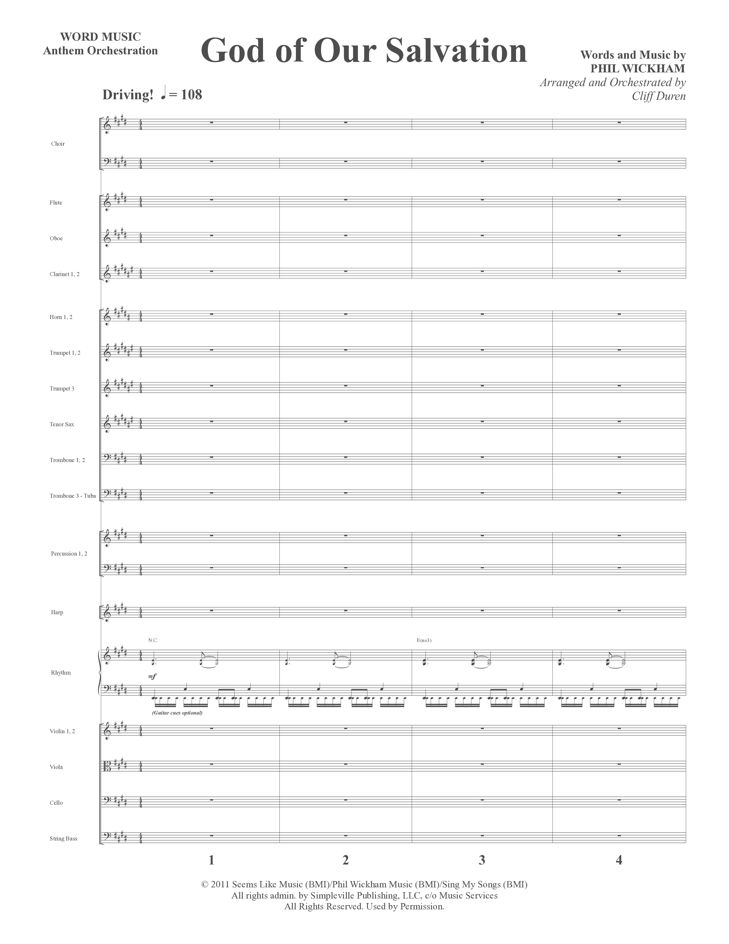 God Of Our Salvation (Choral Anthem SATB) Orchestration (Word Music Choral / Arr. Cliff Duren)