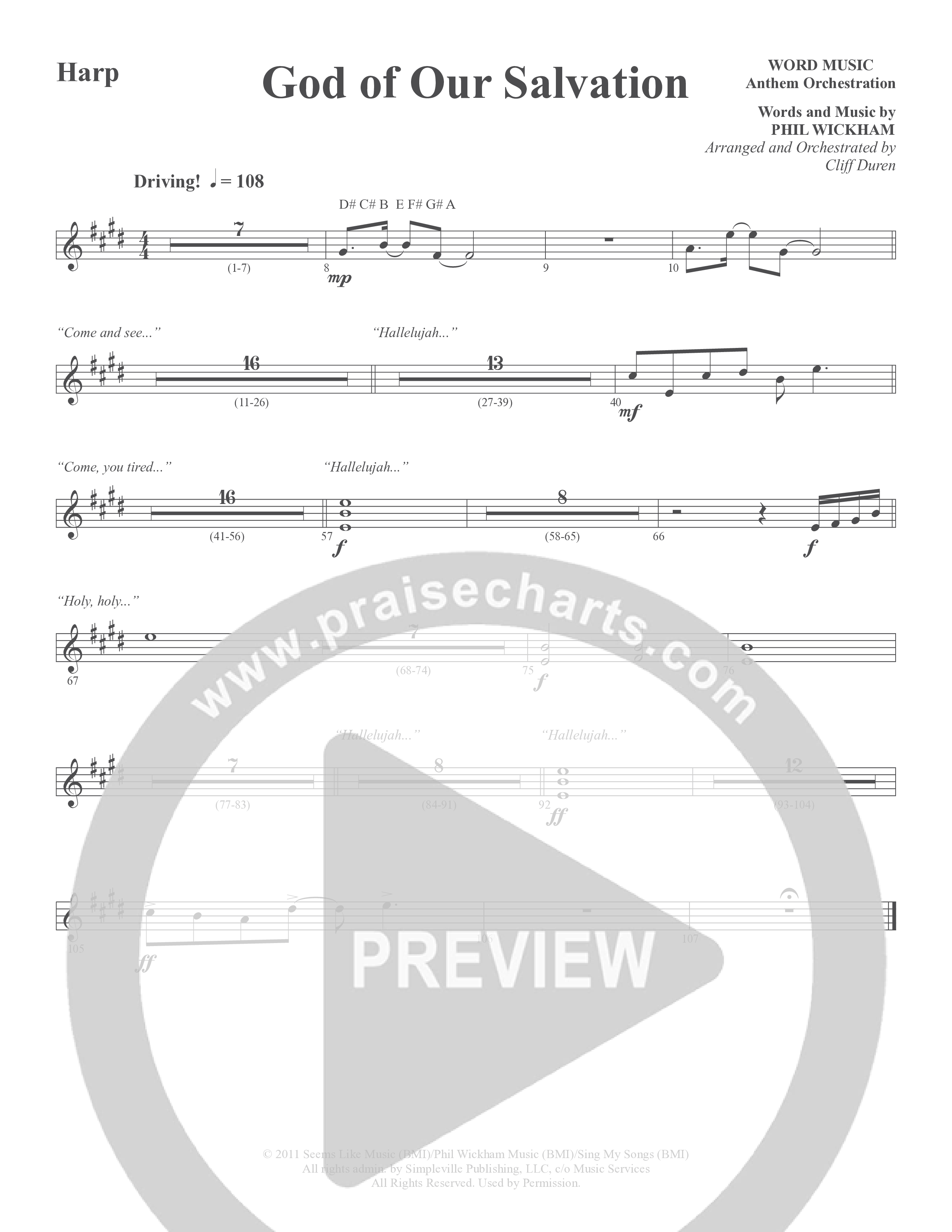 God Of Our Salvation (Choral Anthem SATB) Harp (Word Music Choral / Arr. Cliff Duren)