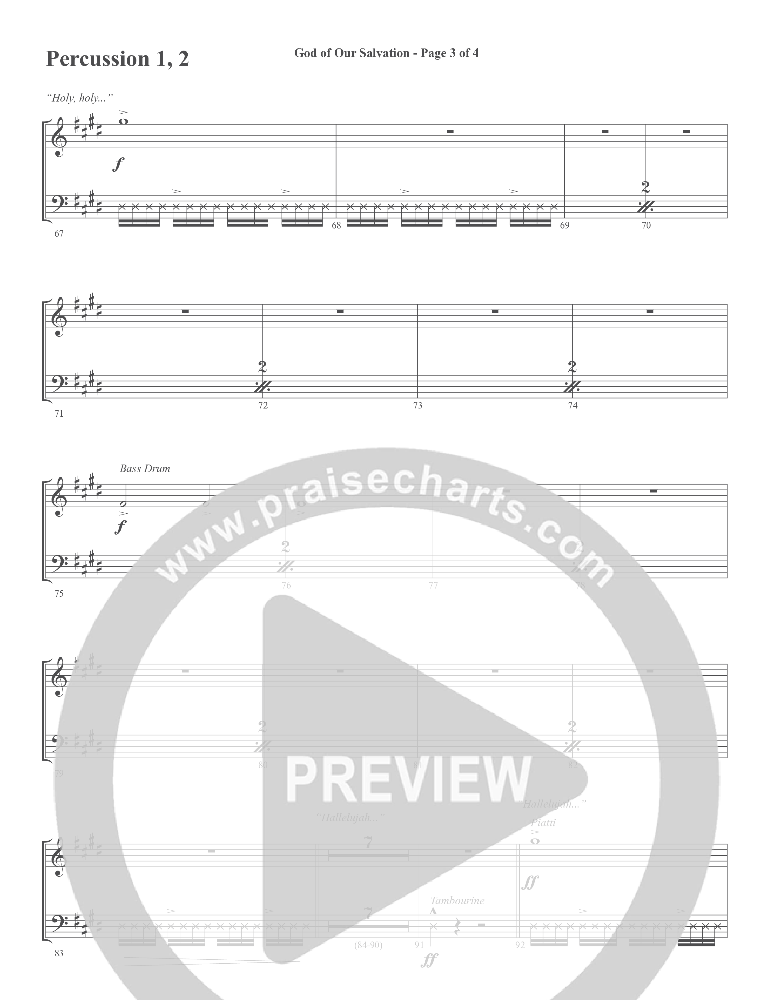 God Of Our Salvation (Choral Anthem SATB) Percussion 1/2 (Word Music Choral / Arr. Cliff Duren)